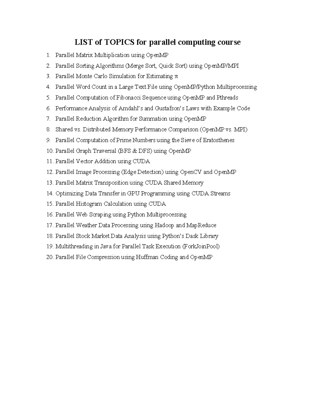 Parallel Computing Course Topics Overview: Techniques & Algorithms ...