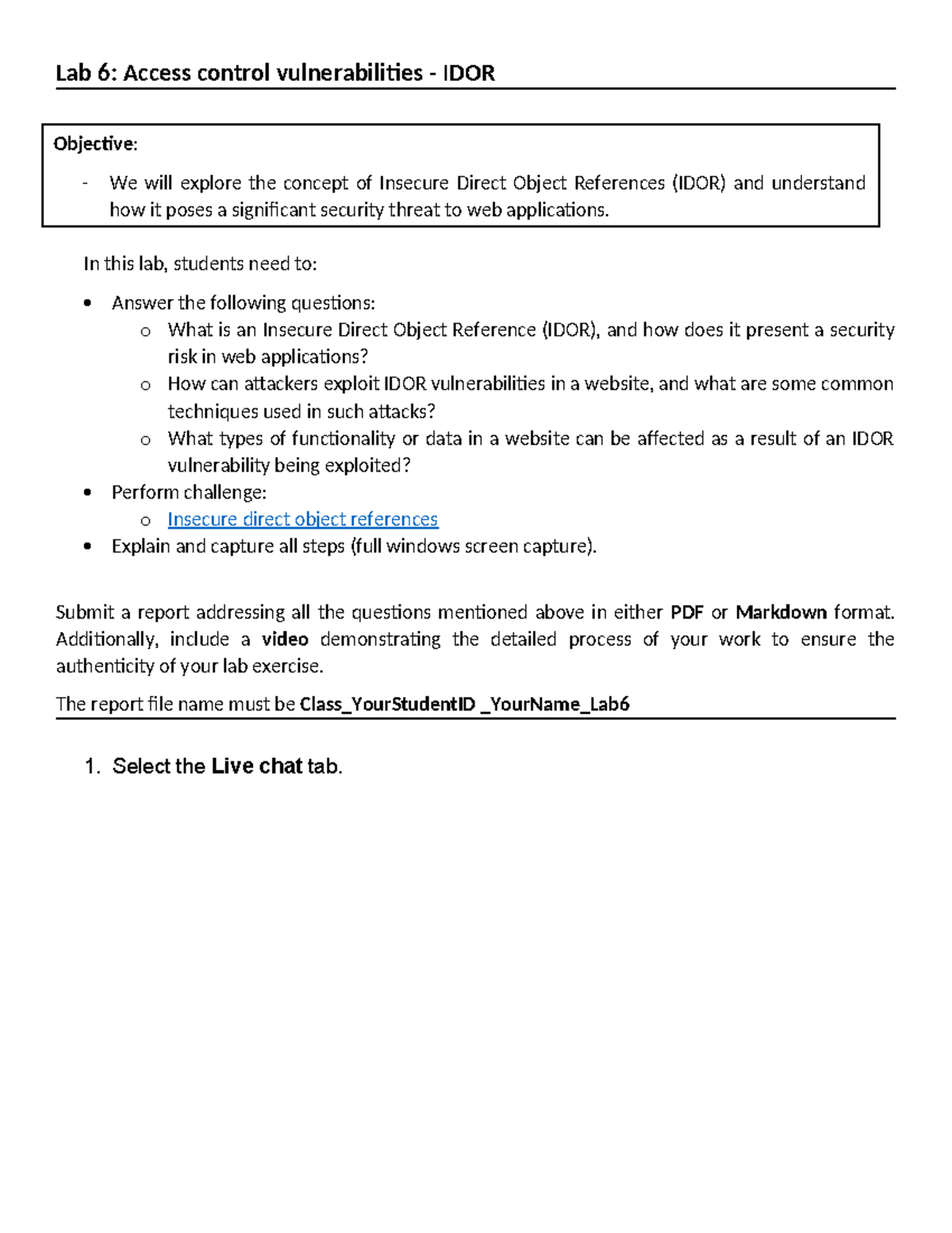 Lab 6: Understanding IDOR Vulnerabilities in Web Apps Security - Studocu