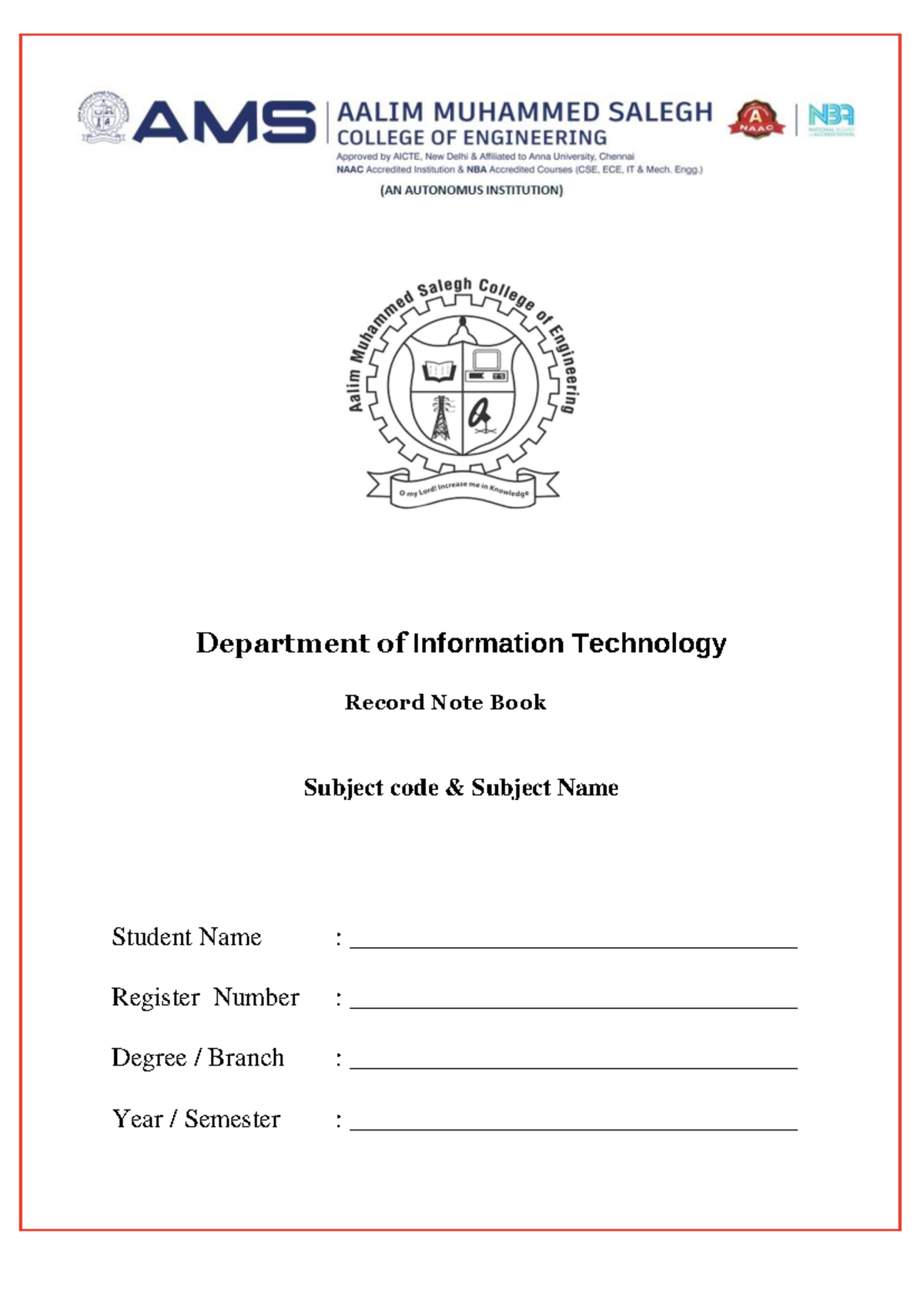 Front Page and Bonafide - Computer Science - Department of Information ...