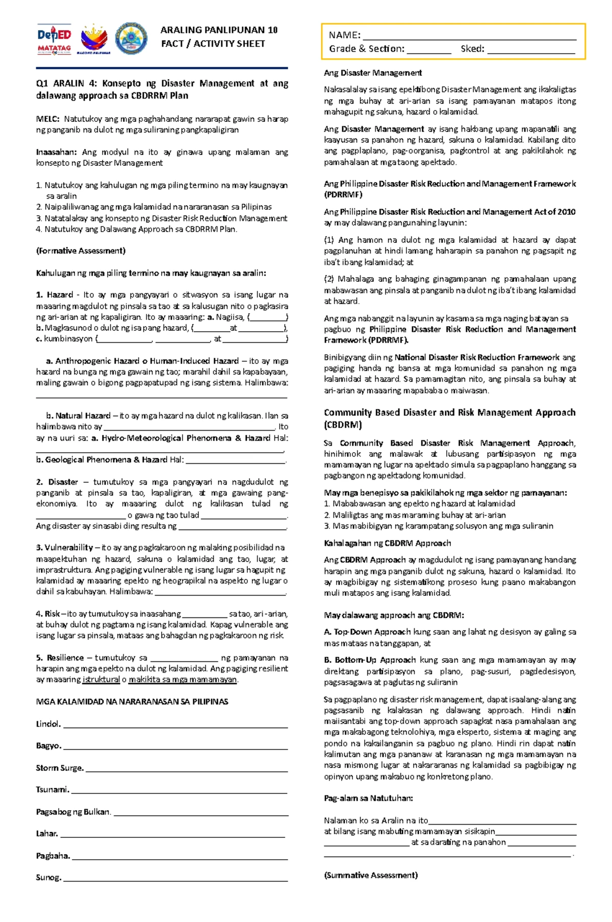 AP 10 Fact Activity Sheet: Kahalagahan ng Kontemporaryong Isyu Q1 - Studocu
