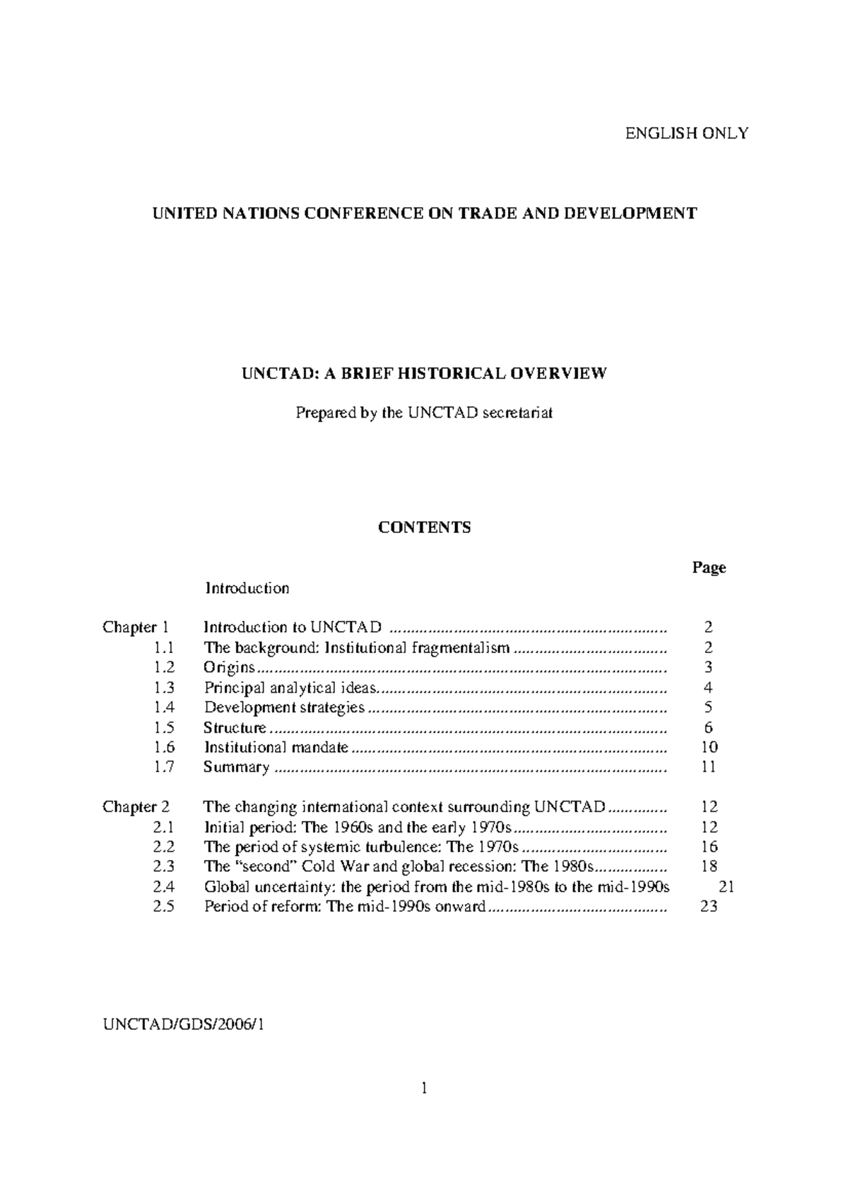 United Nations Conference ON Trade AND Development - ENGLISH ONLY ...