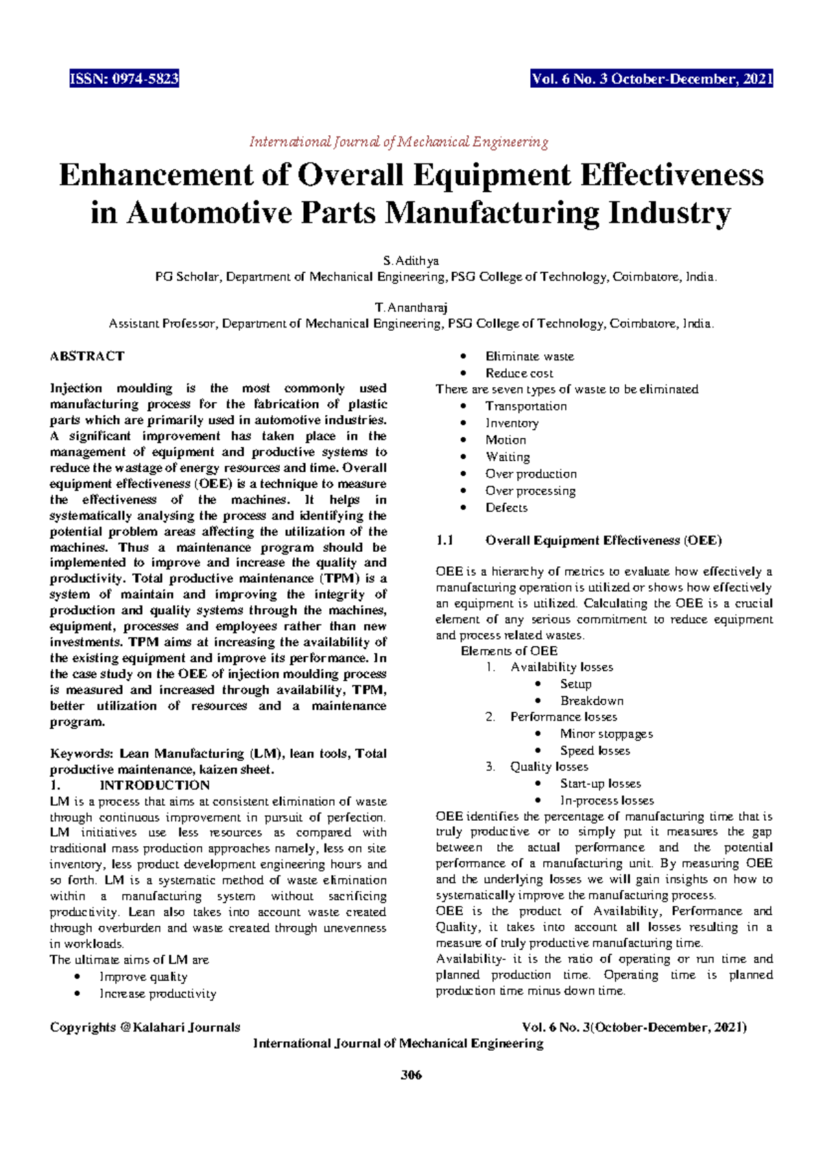 Enhancement of OEE in Injection Moulding: A Case Study Analysis - Studocu