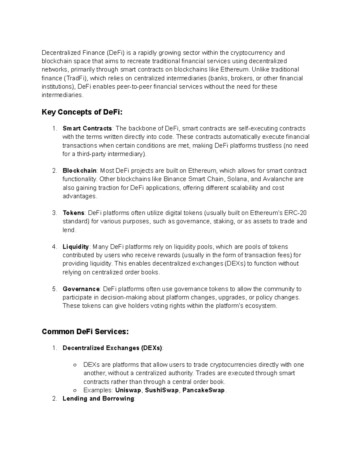 Defi is main concept - Decentralized Finance (DeFi) is a rapidly ...