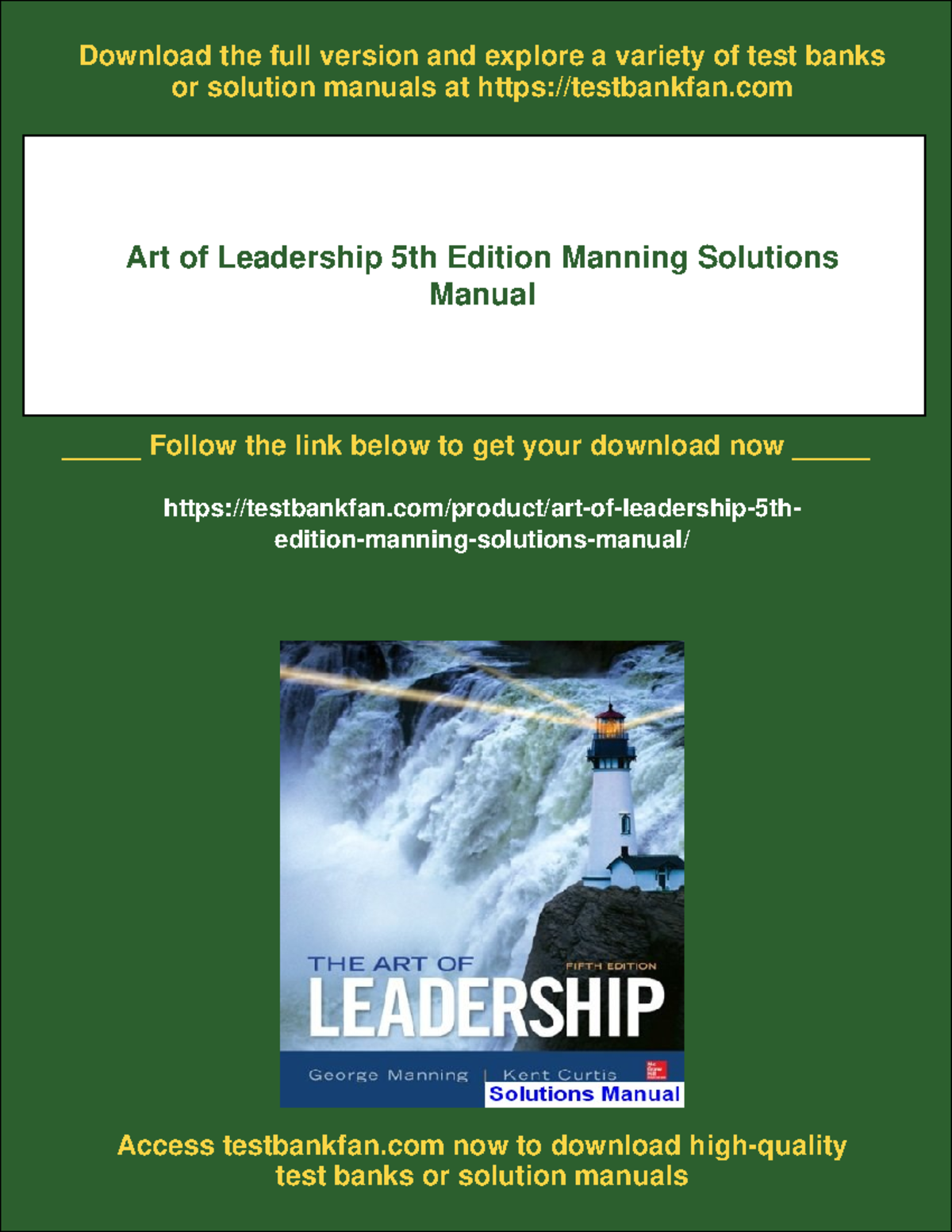 Art of Leadership 5th Edition Manning Solutions Manual Overview - Studocu