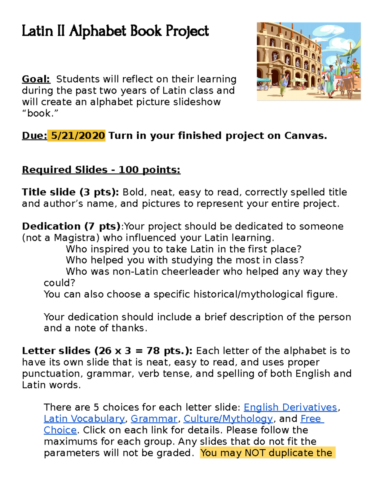 Latin II Alphabet Book Project Guidelines and Requirements - Studocu
