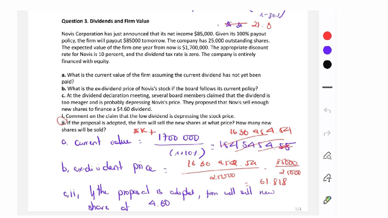 Notes 251206: Dividends & Firm Value Practice Questions - Studocu