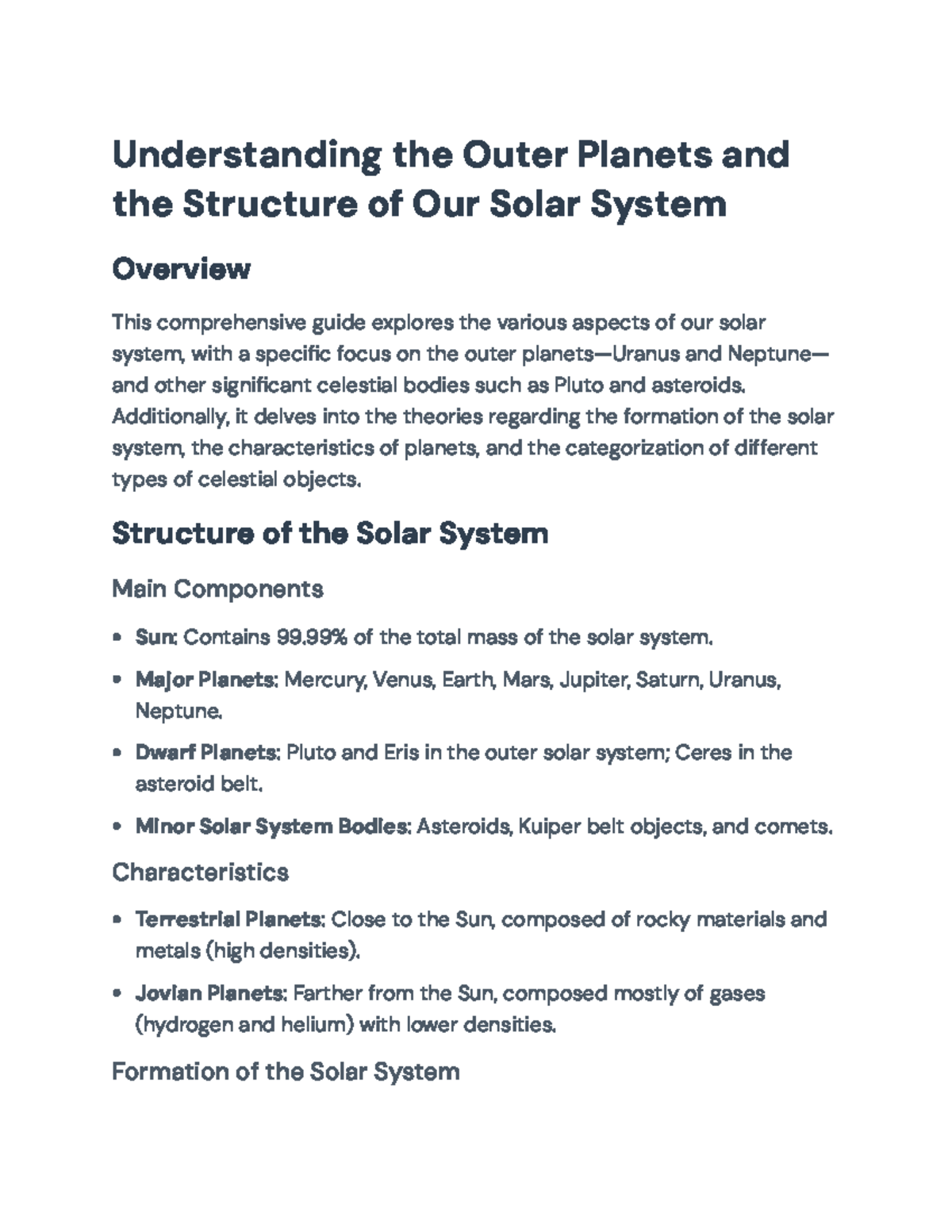Comprehensive Guide to Outer Planets & Solar System Structure ...