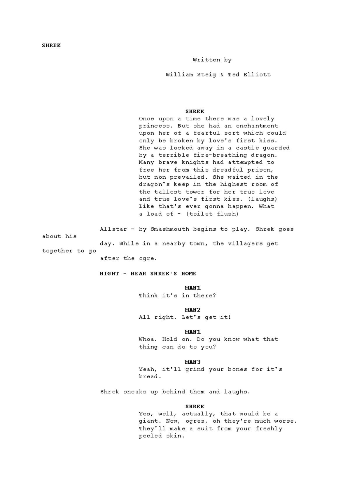Shrek Script Analysis - Part 1 (Film Study) - Studocu