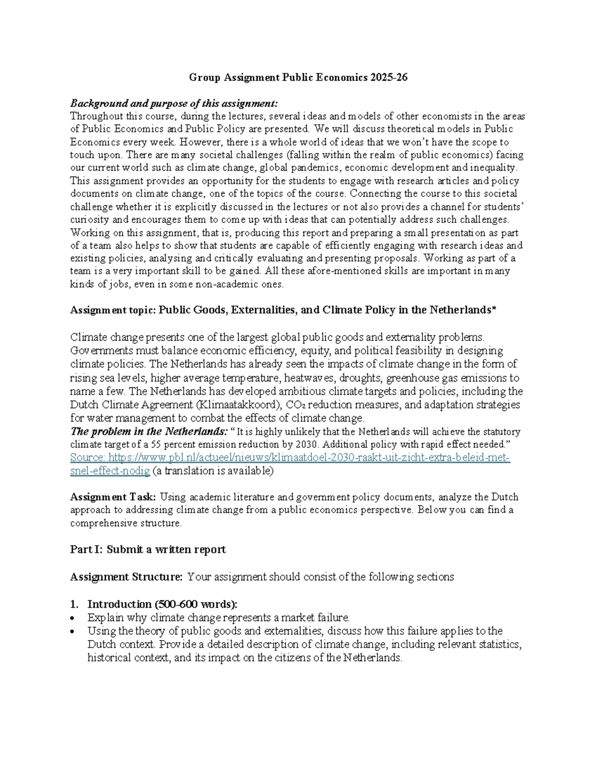 Group Assignment: Public Economics and Climate Policy Analysis (2025-26 ...