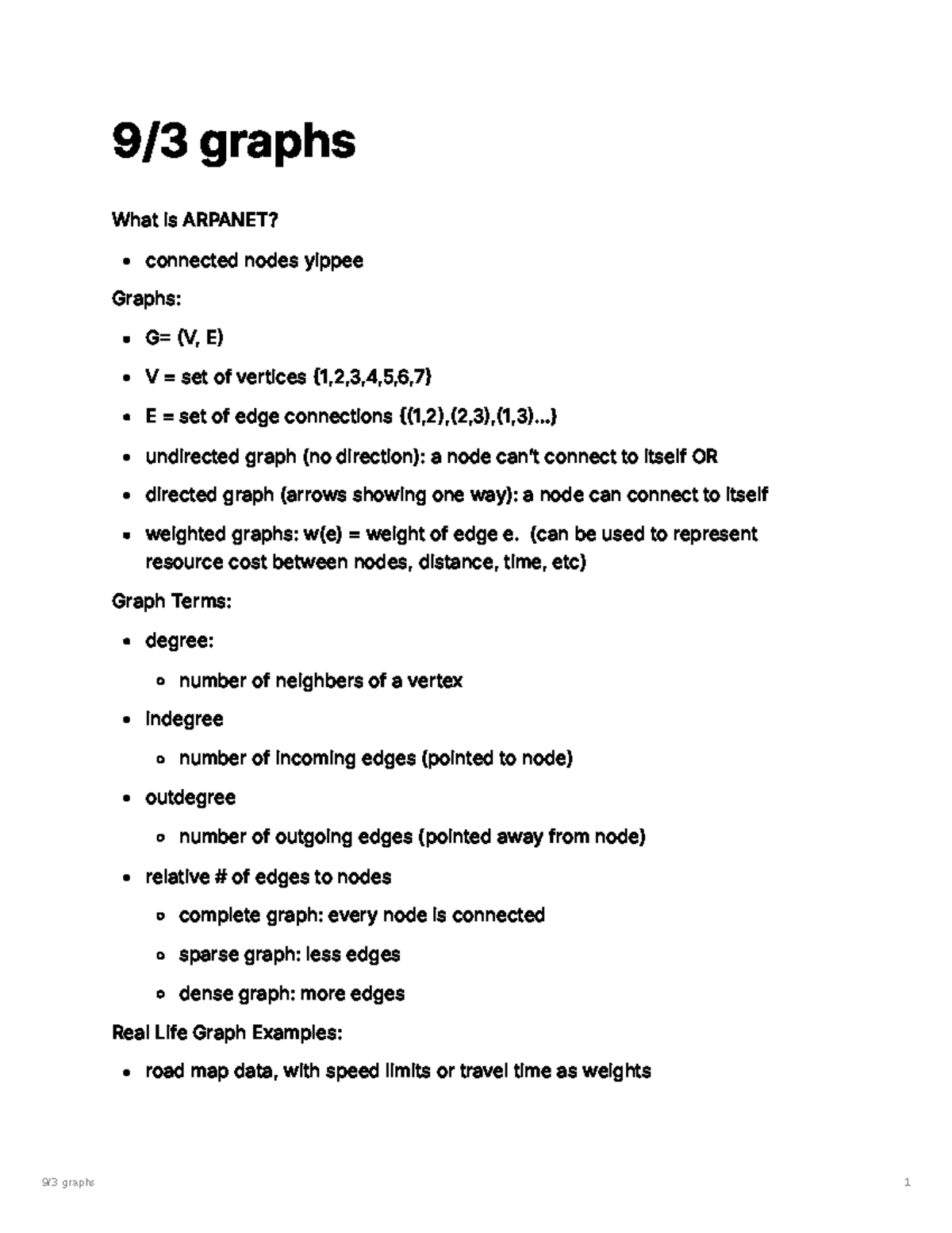 Graphs - DSA Overview: Understanding ARPANET and Graph Types - Studocu