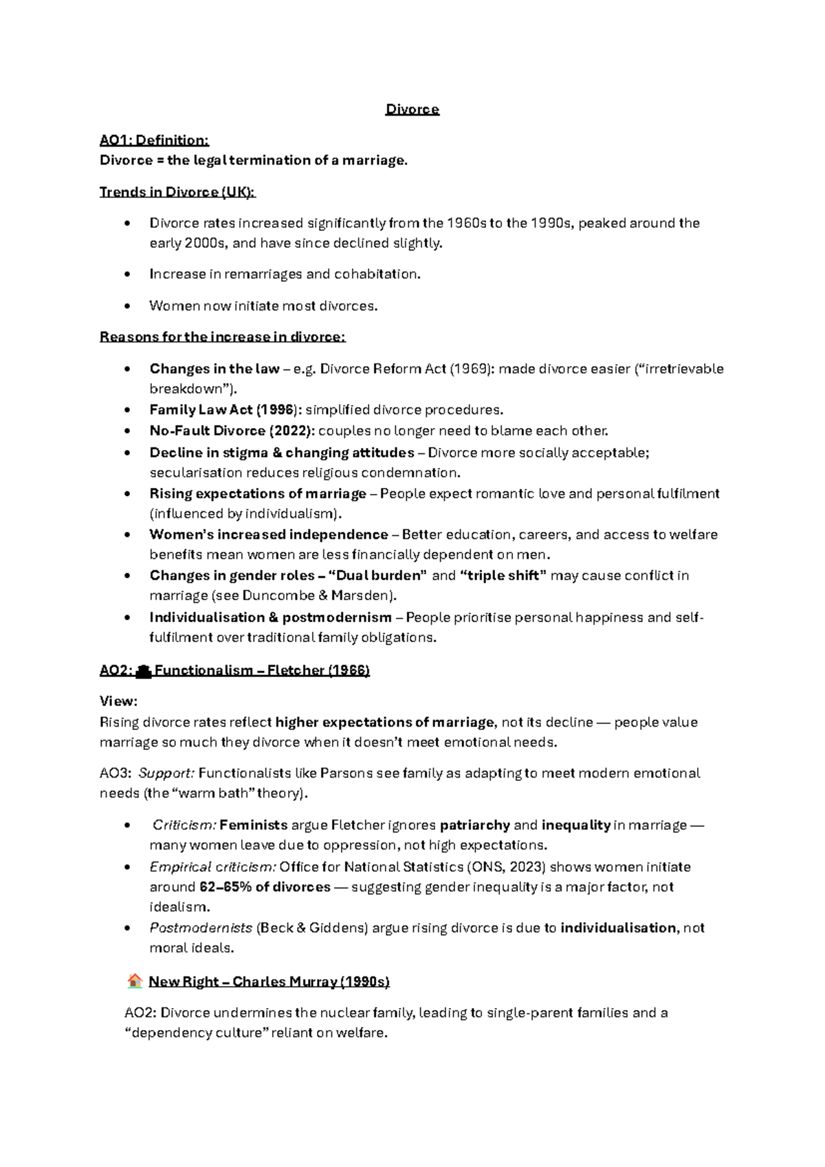 Divorce Trends and Theories: A Comprehensive Analysis (AO1, AO2, AO3 ...