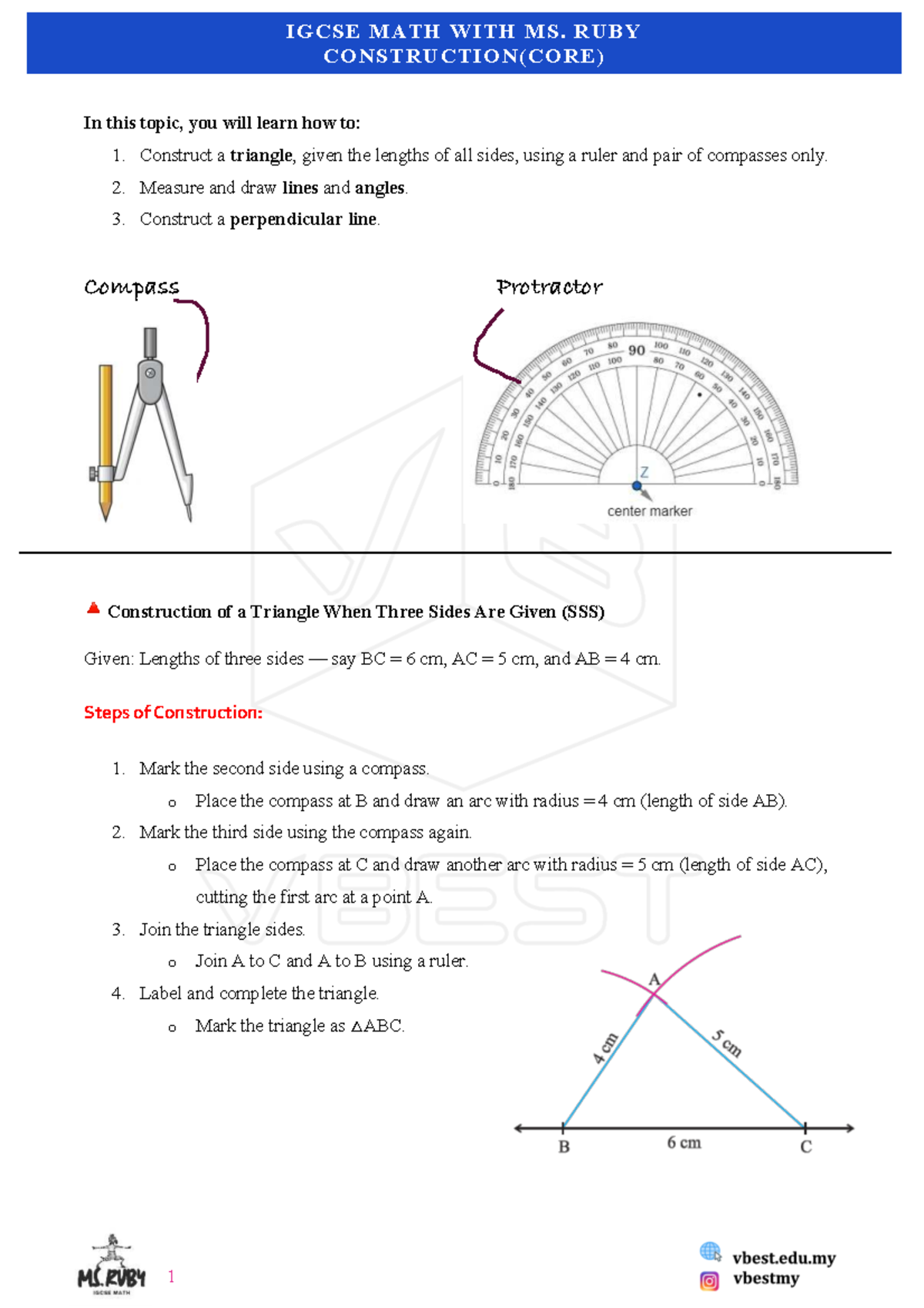 IGCSE MATH WITH MS. RU: Triangle & Perpendicular Line Construction ...