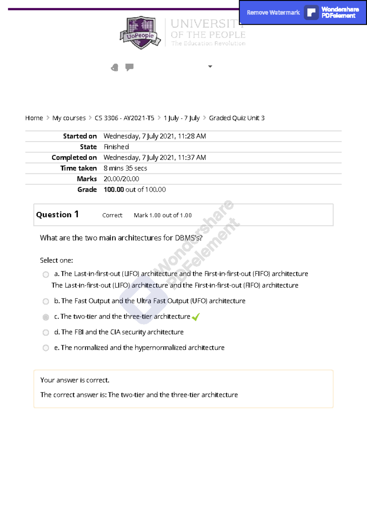 Graded Quiz CS 3306: Unit 3 Results and Answers Analysis - Studocu