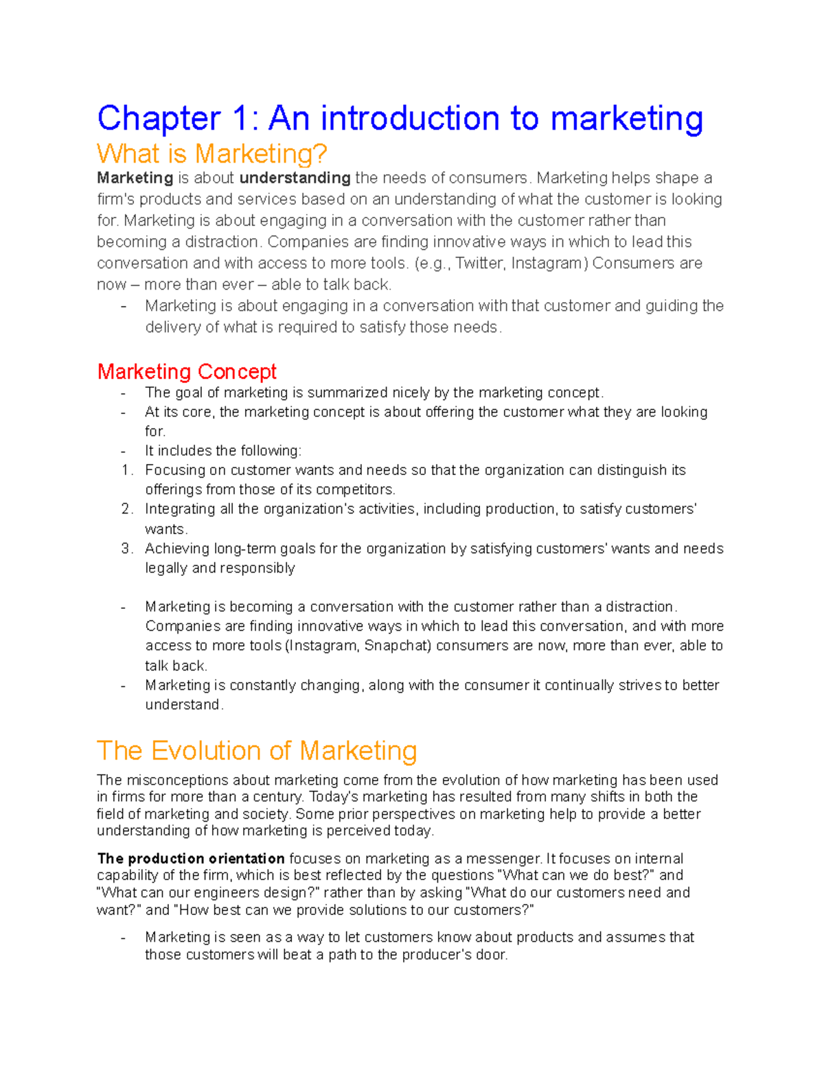 Week 1 - Week 1 lecture noted - Chapter 1: An introduction to marketing ...