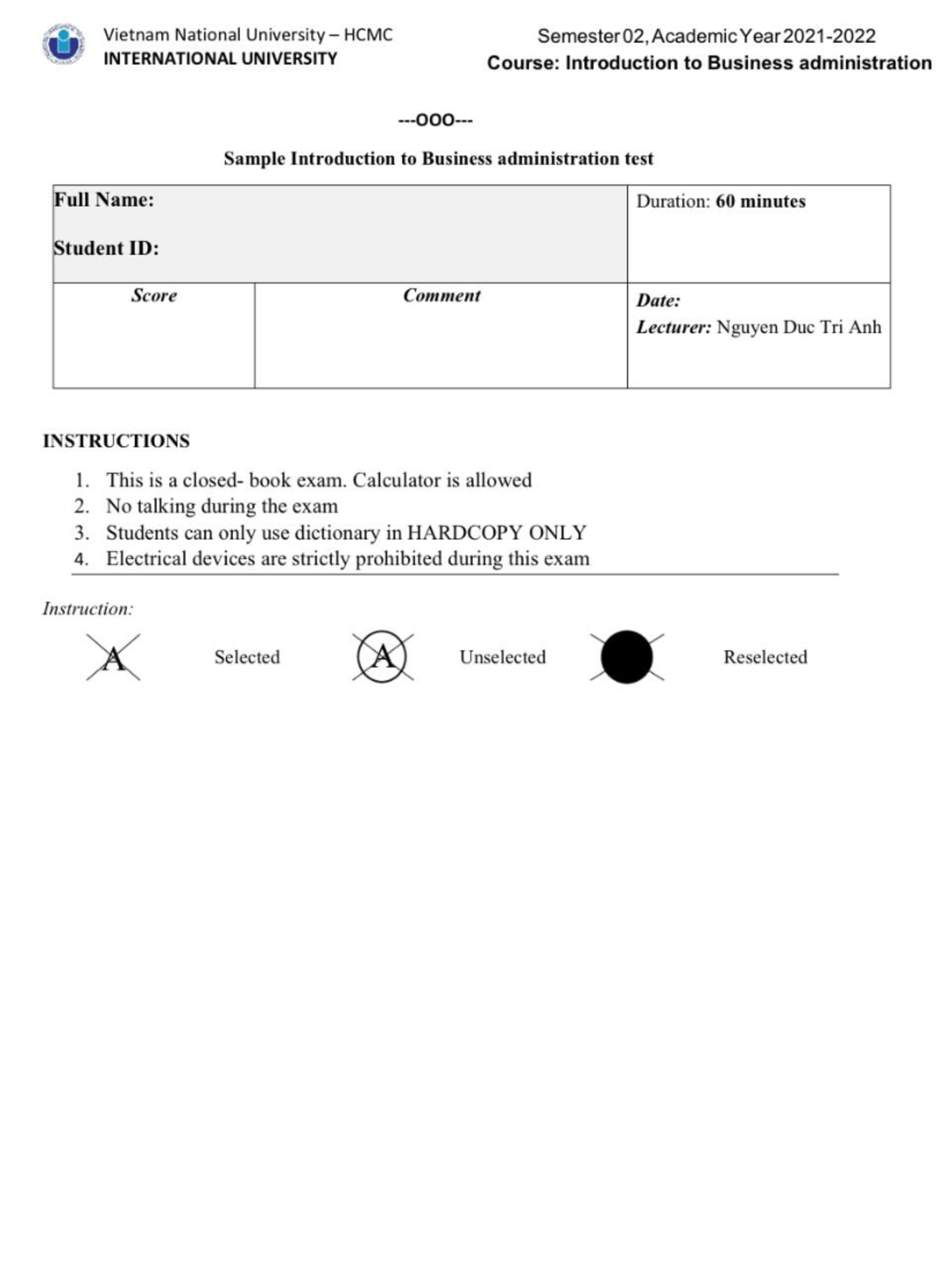 Sample Midterm Exam for Introduction to BA (Course Code: IBA 101) - Studocu