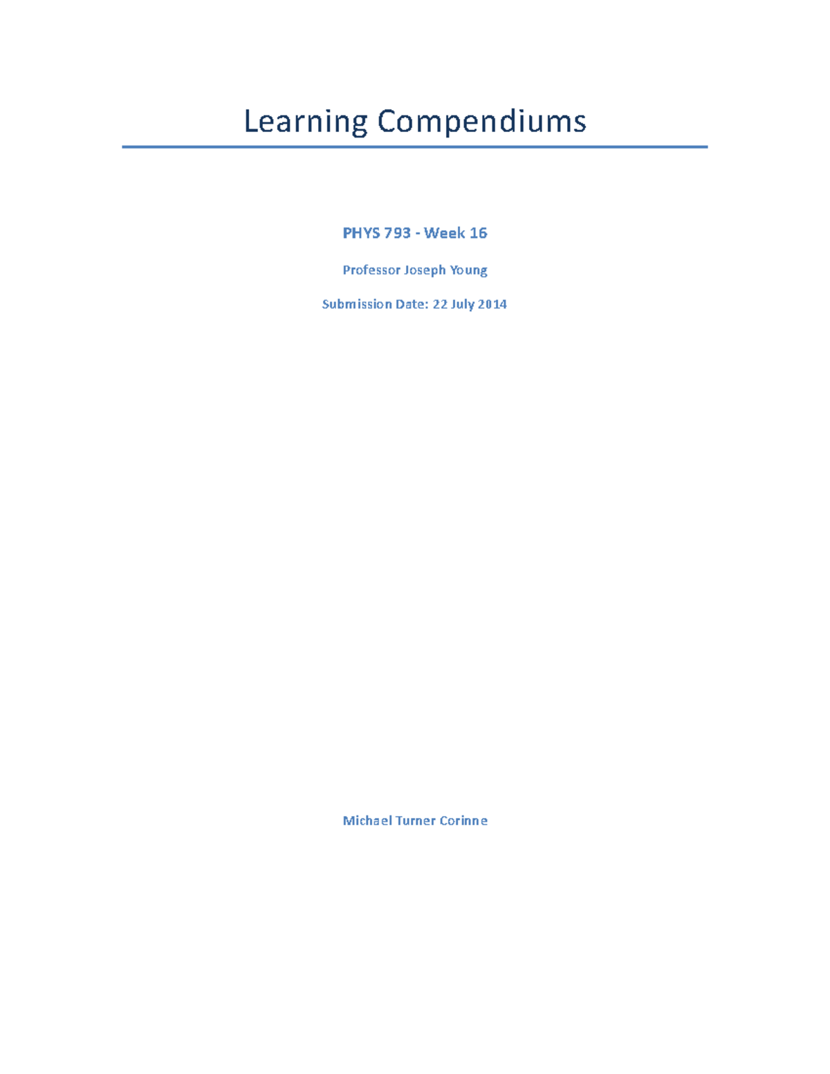 PHYS-793-Learning Compendium Analysis for Week 16 Assignments - Studocu