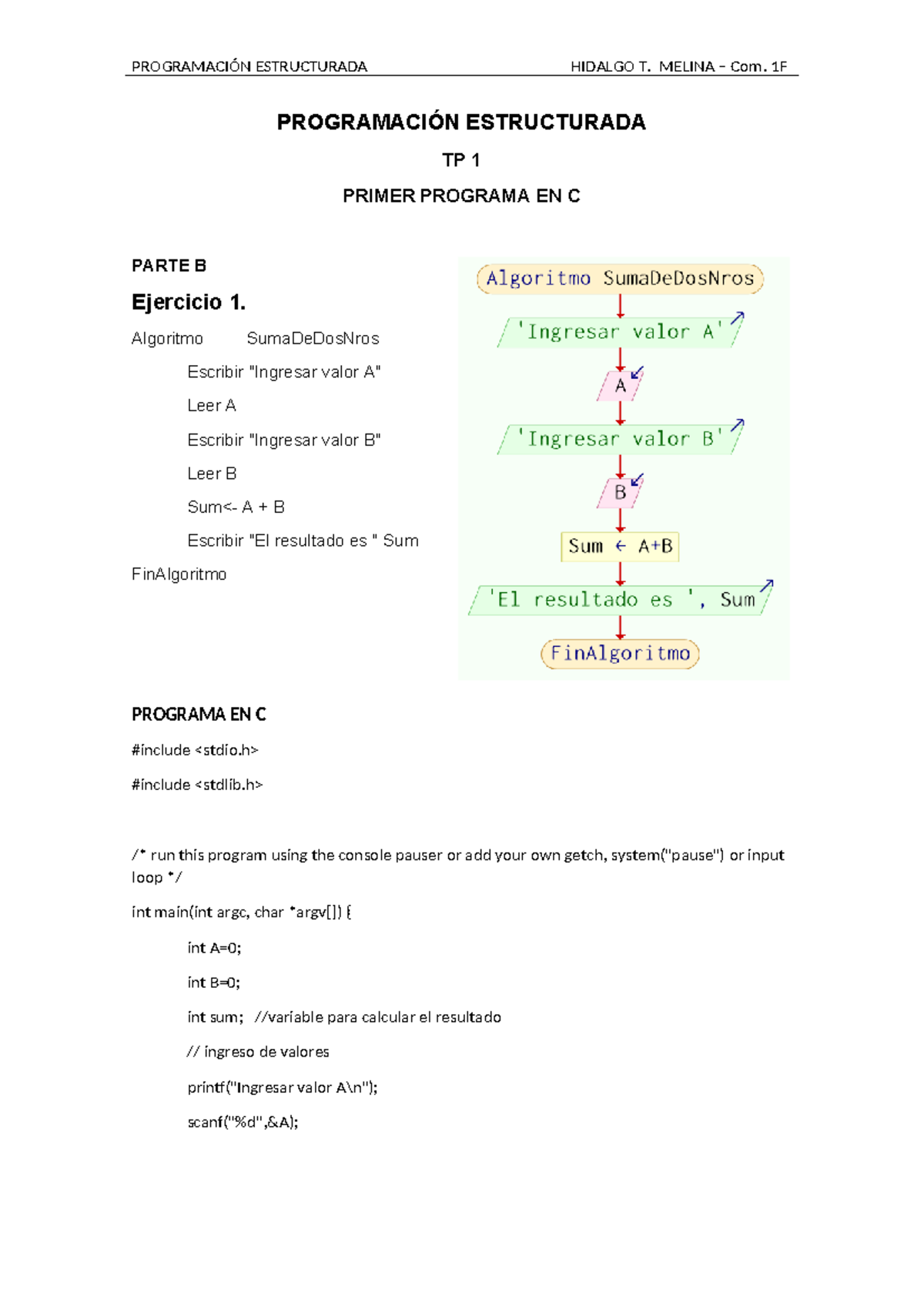 TP 1: Primer Programa en C - Ejercicios de Programación Estructurada ...