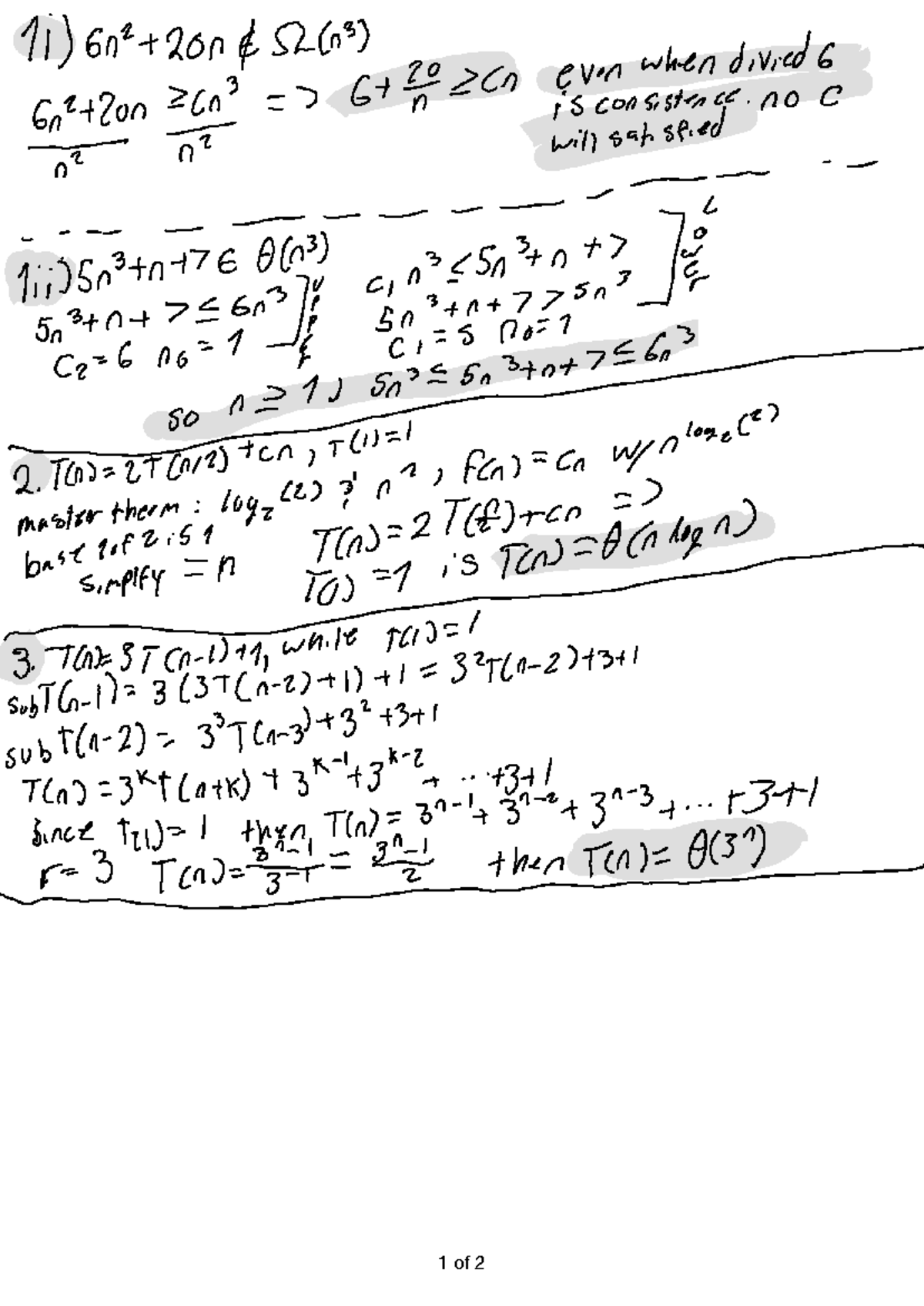 Assignment 1: Complexity Analysis & Master Theorem Overview - Studocu