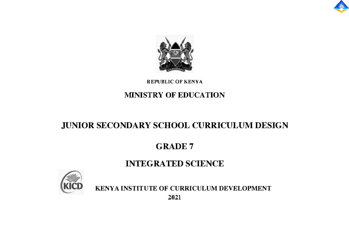 CD 7 - Integrated Science Curriculum Design for Junior Secondary - Studocu