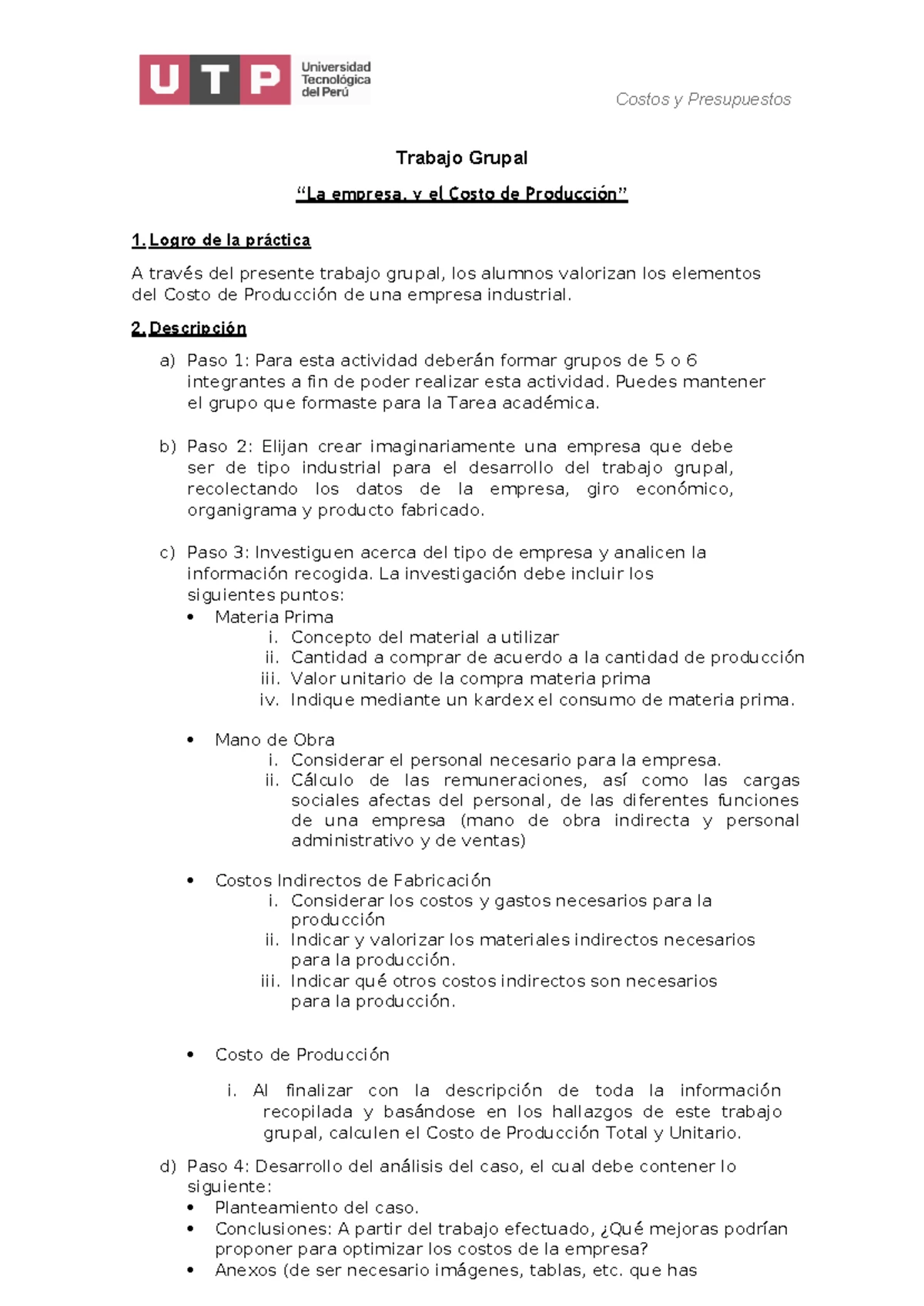 Costos y Presupuestos de Producción en la Empresa FRUTILOP (58876 ...