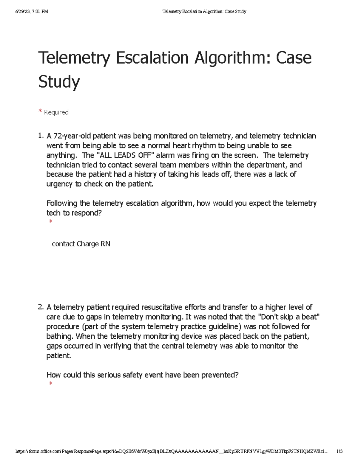 Telemetry Escalation Algorithm Case Study: Patient Safety Insights ...