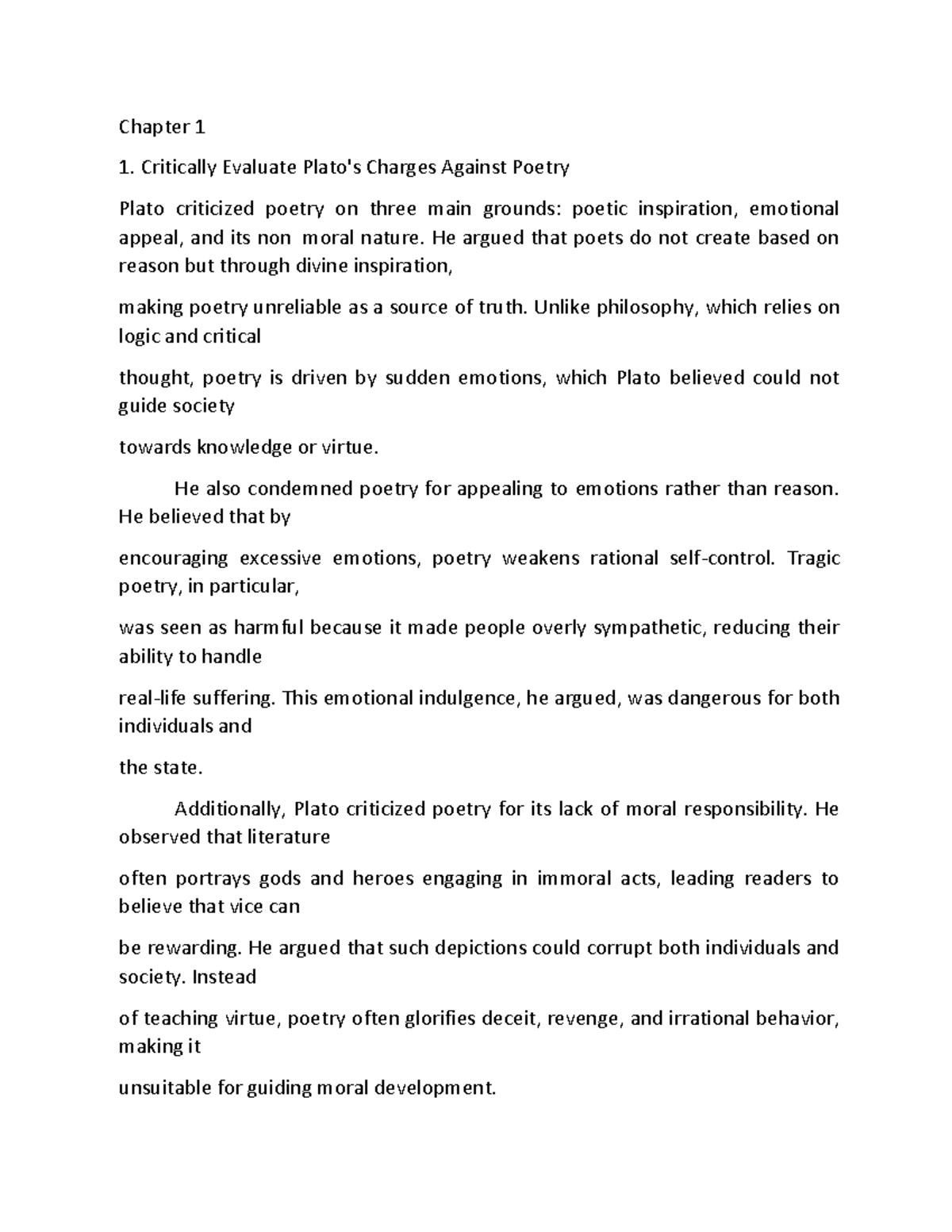 Chapter 1: Critique of Poetry and Drama in Western Literature - Studocu