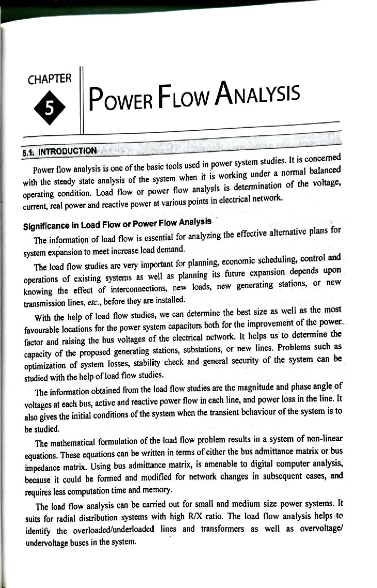 PSA 5 - Chapter 5: Power Flow Analysis and Its Importance - Studocu