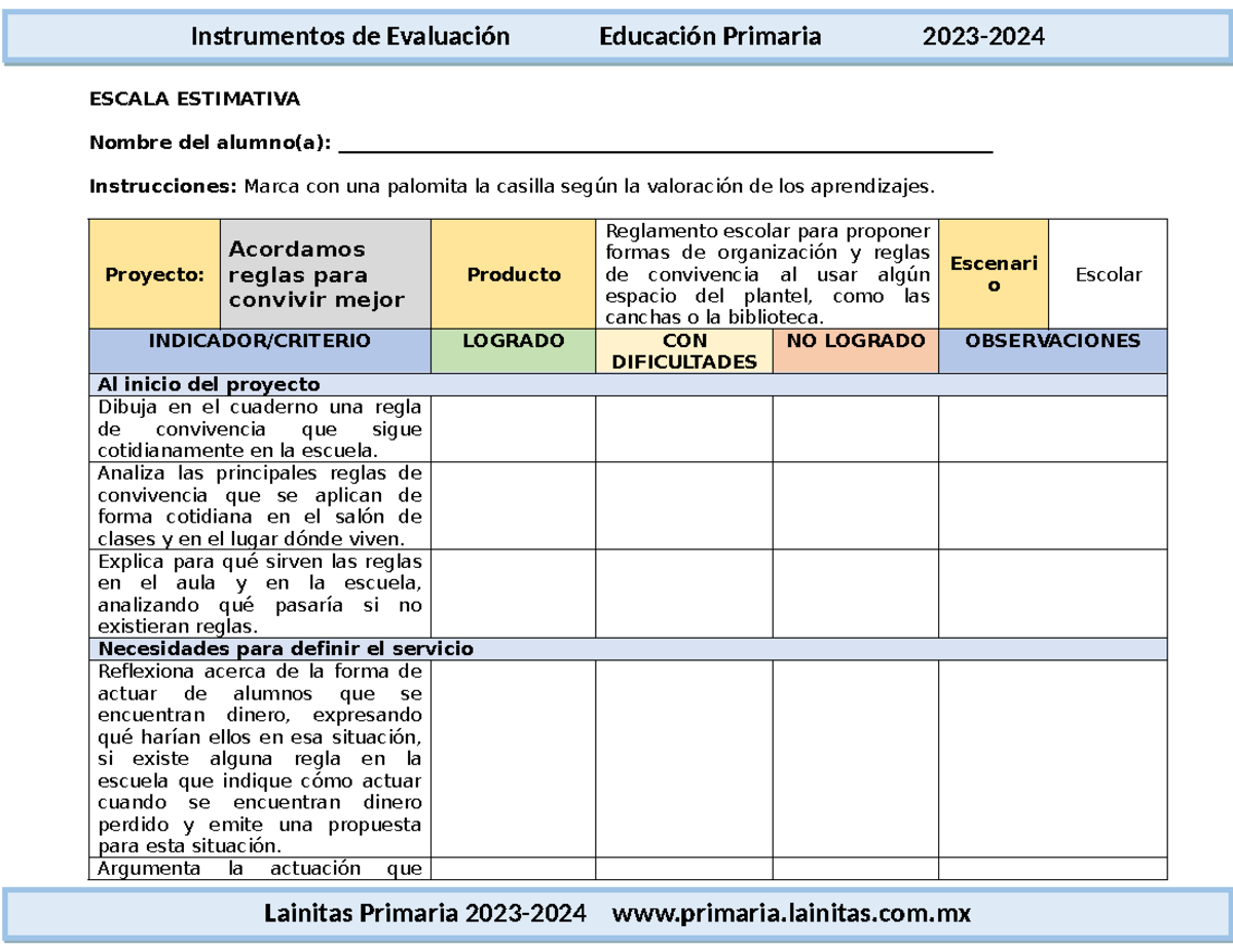 3er Grado Diciembre - Evaluación de Proyectos y Actividades (2023-2024 ...