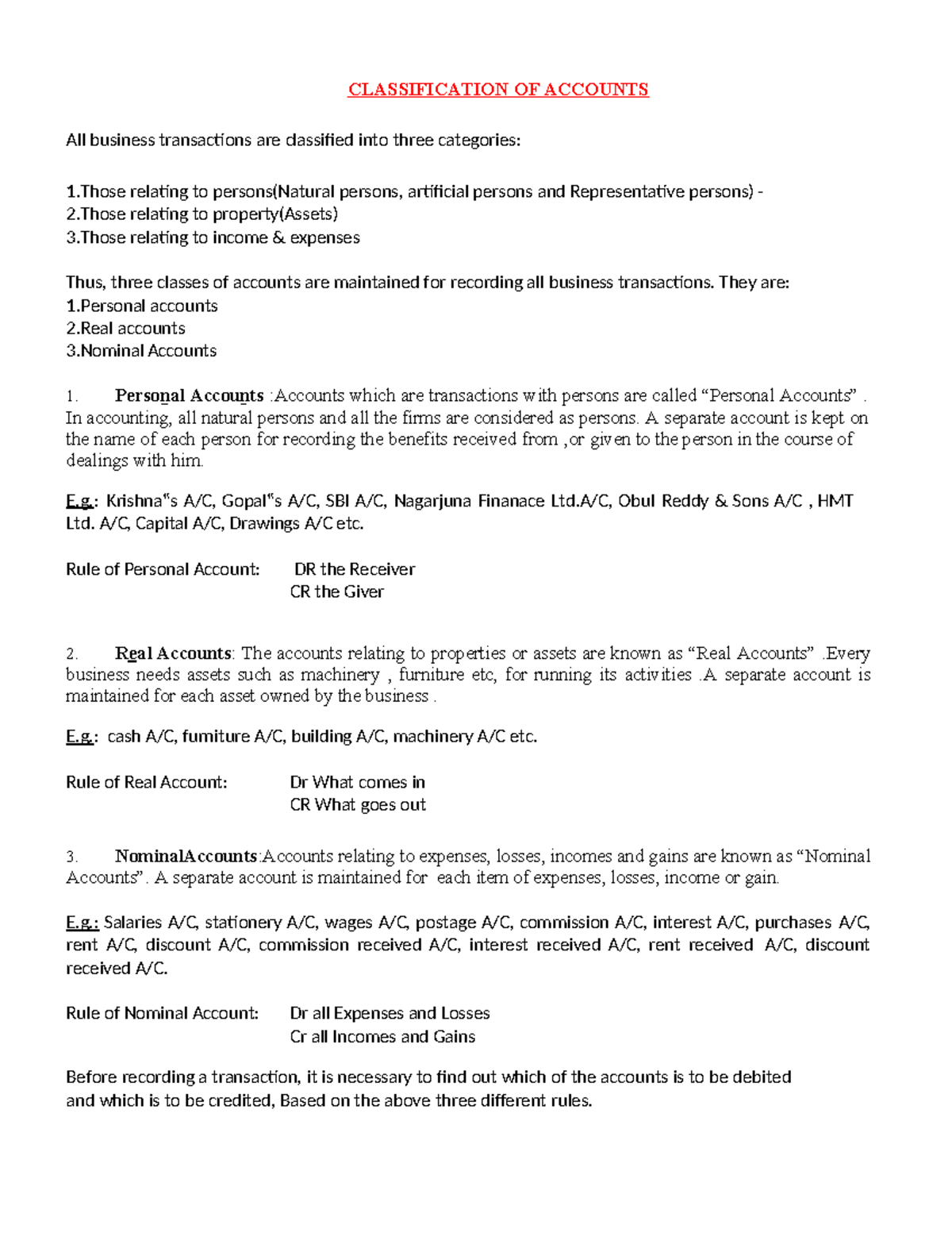UNIT 4 - Classification of Accounts and Accounting Principles - Studocu