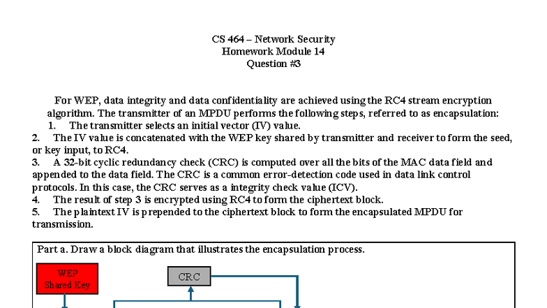 CS 464 Network Security HW-14: WEP Encapsulation & Decryption Steps ...