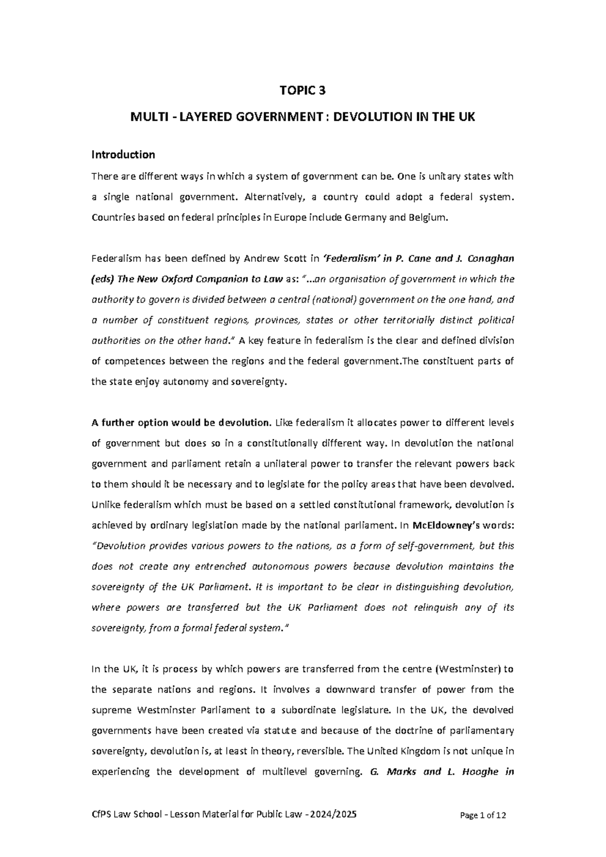 Devolution in the UK: Understanding Multi-Layered Government (1.3 ...