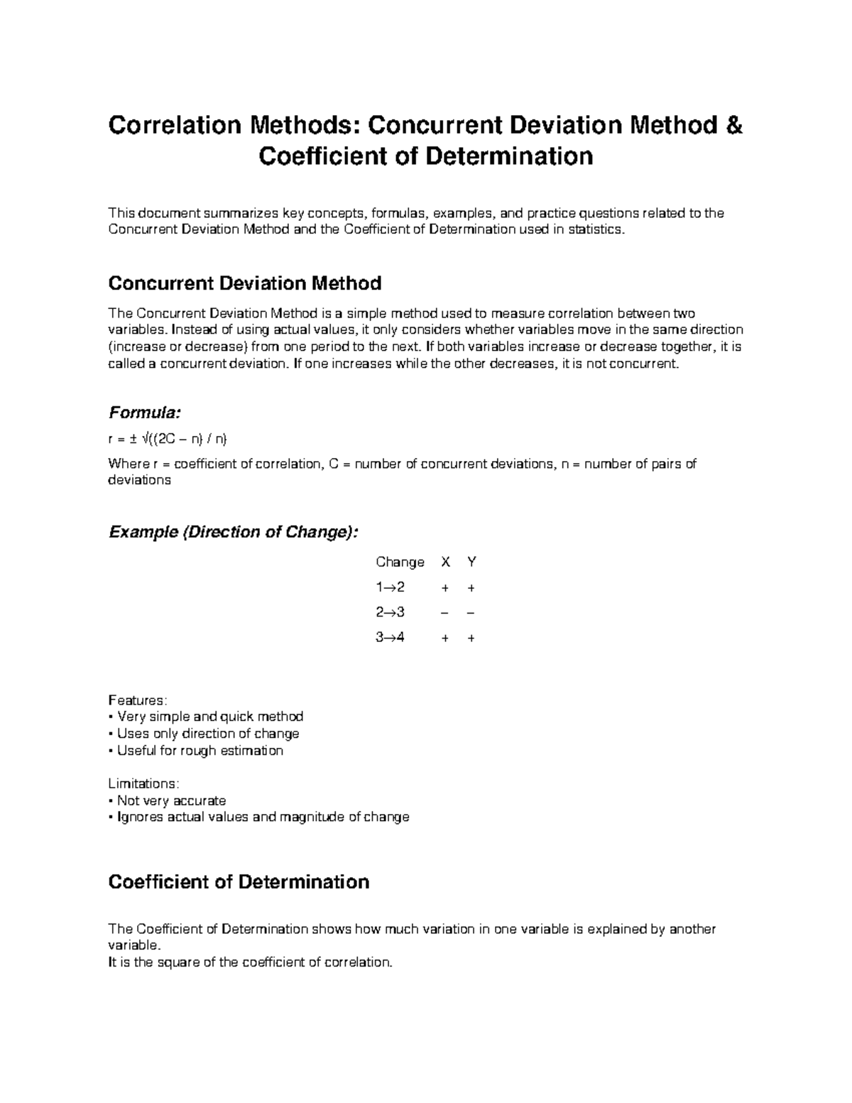Correlation Methods: Concurrent Deviation & Coefficient of ...
