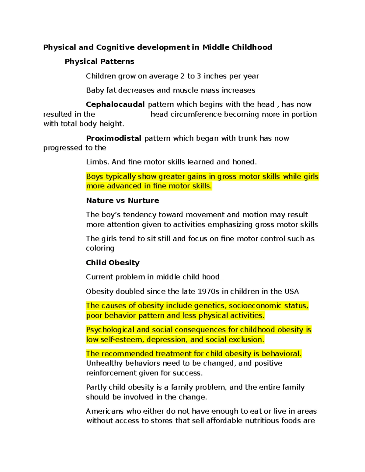 Mod6 - Study Notes on Physical and Cognitive Development in Adolescence ...