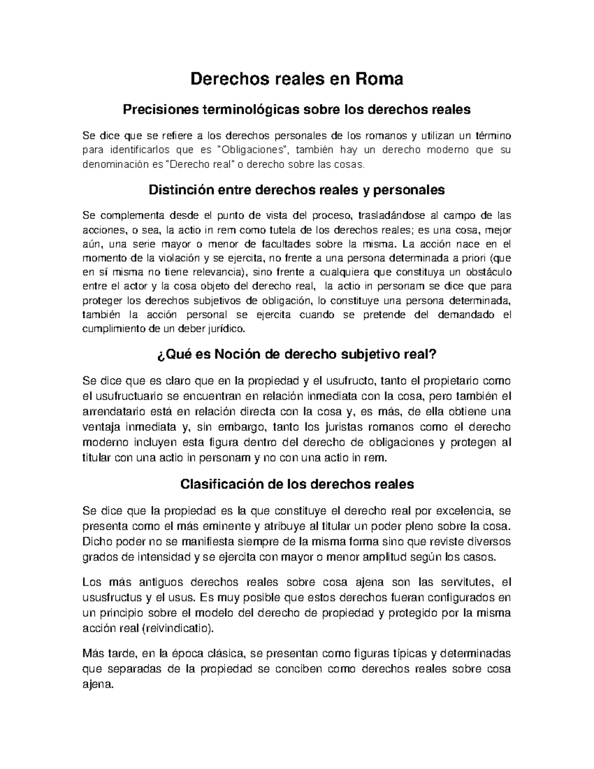 Derechos reales en Roma y posesión servidumbre y ususfructo - Derechos ...