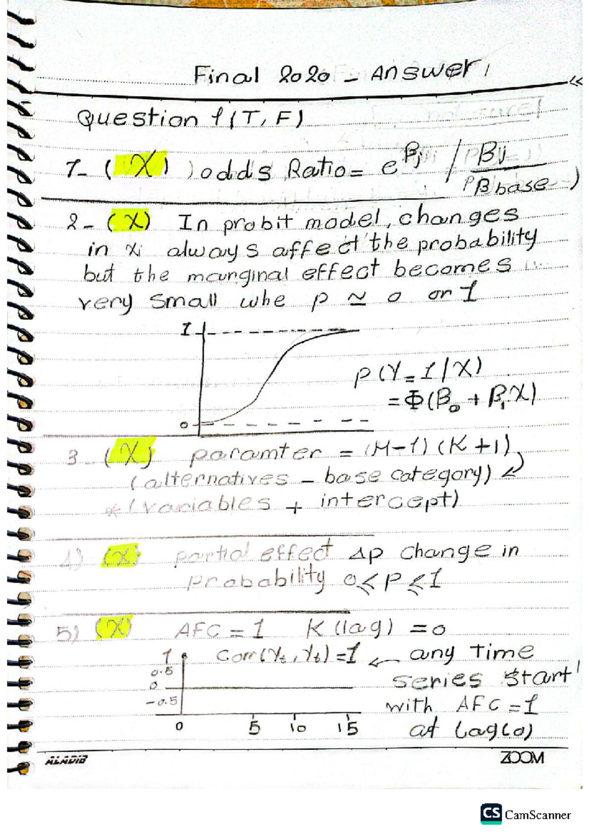 Final Exam E408 Econometrics 2020 Answers by Alaa - Studocu