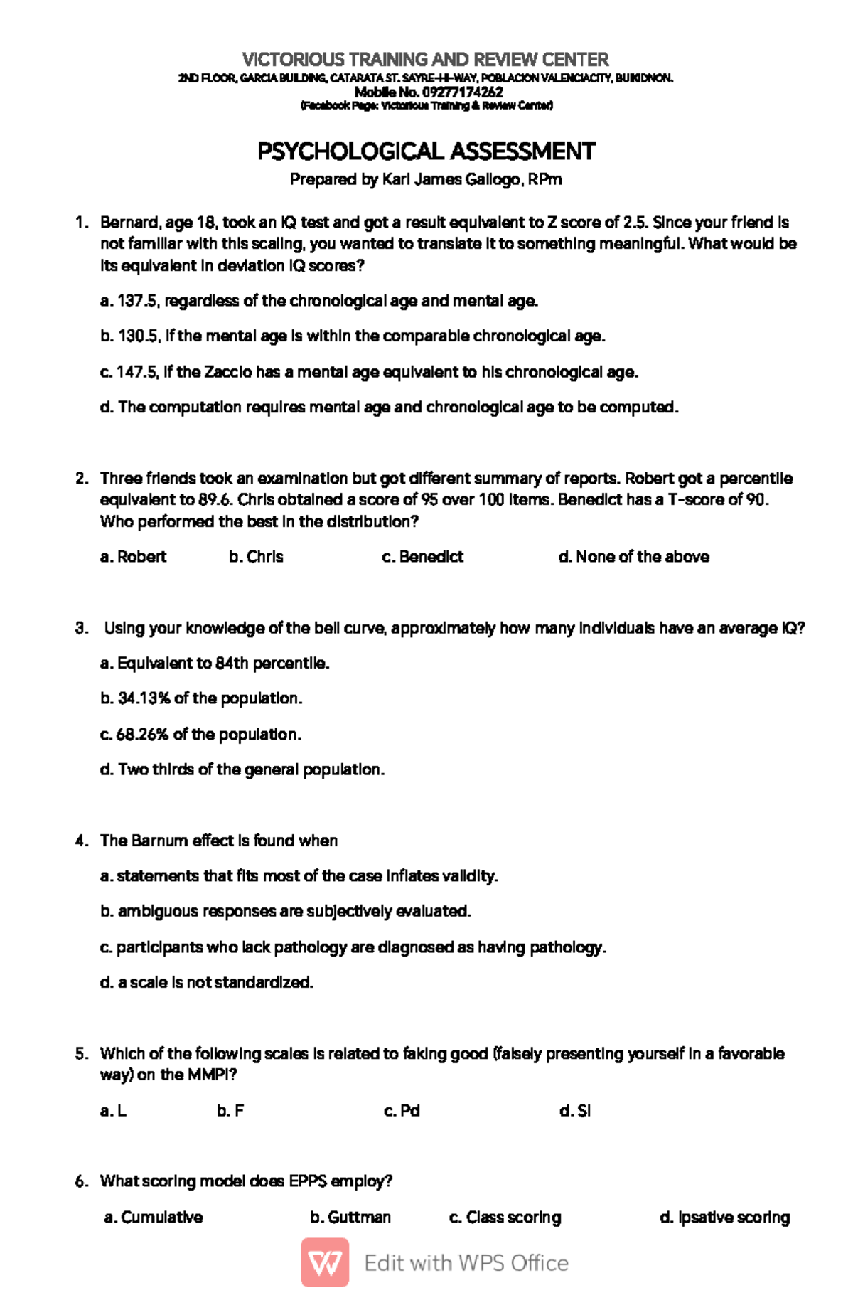 Psych 101 Final Exam Review Q&A: Key Concepts & Practice Questions ...
