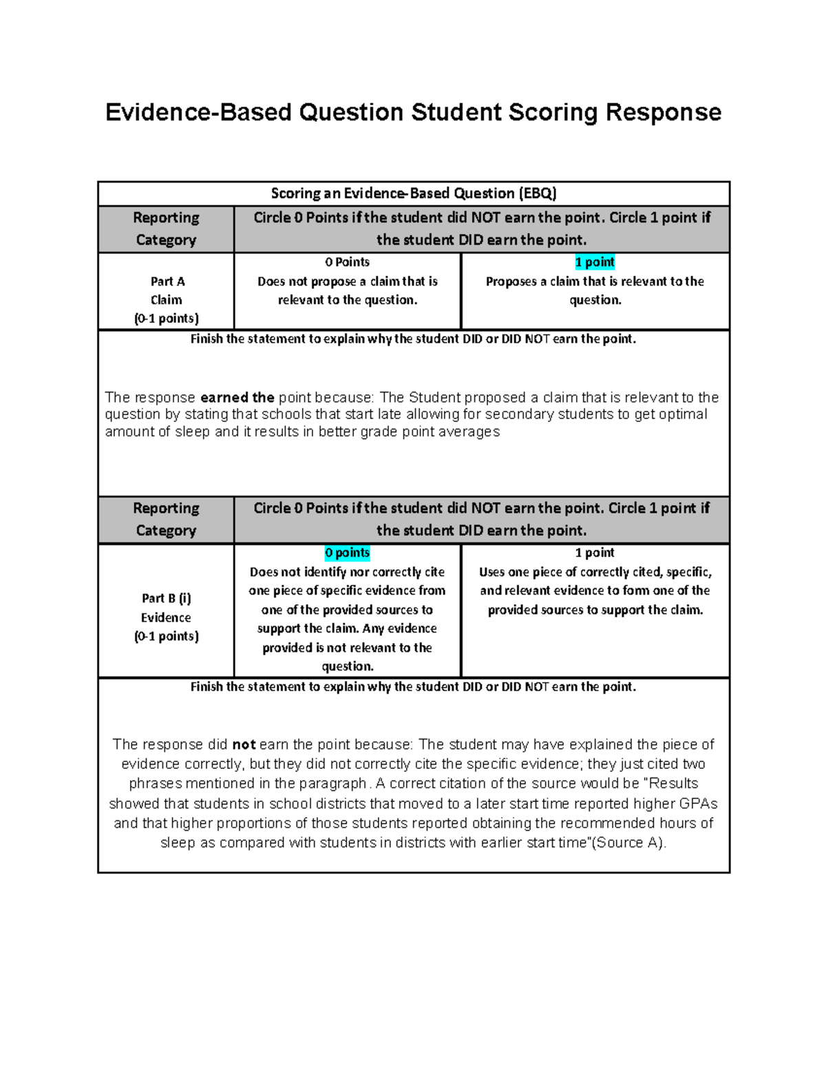 APPsych EBQ Student Scoring Response Analysis and Reporting - Studocu