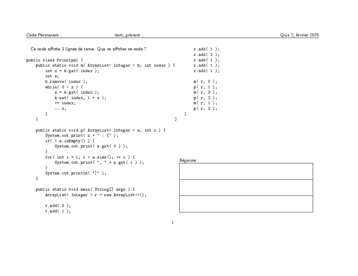 Code Permanent : nom, prénom : Quiz 2, février 2025 - Q2hiv2025g40 ...