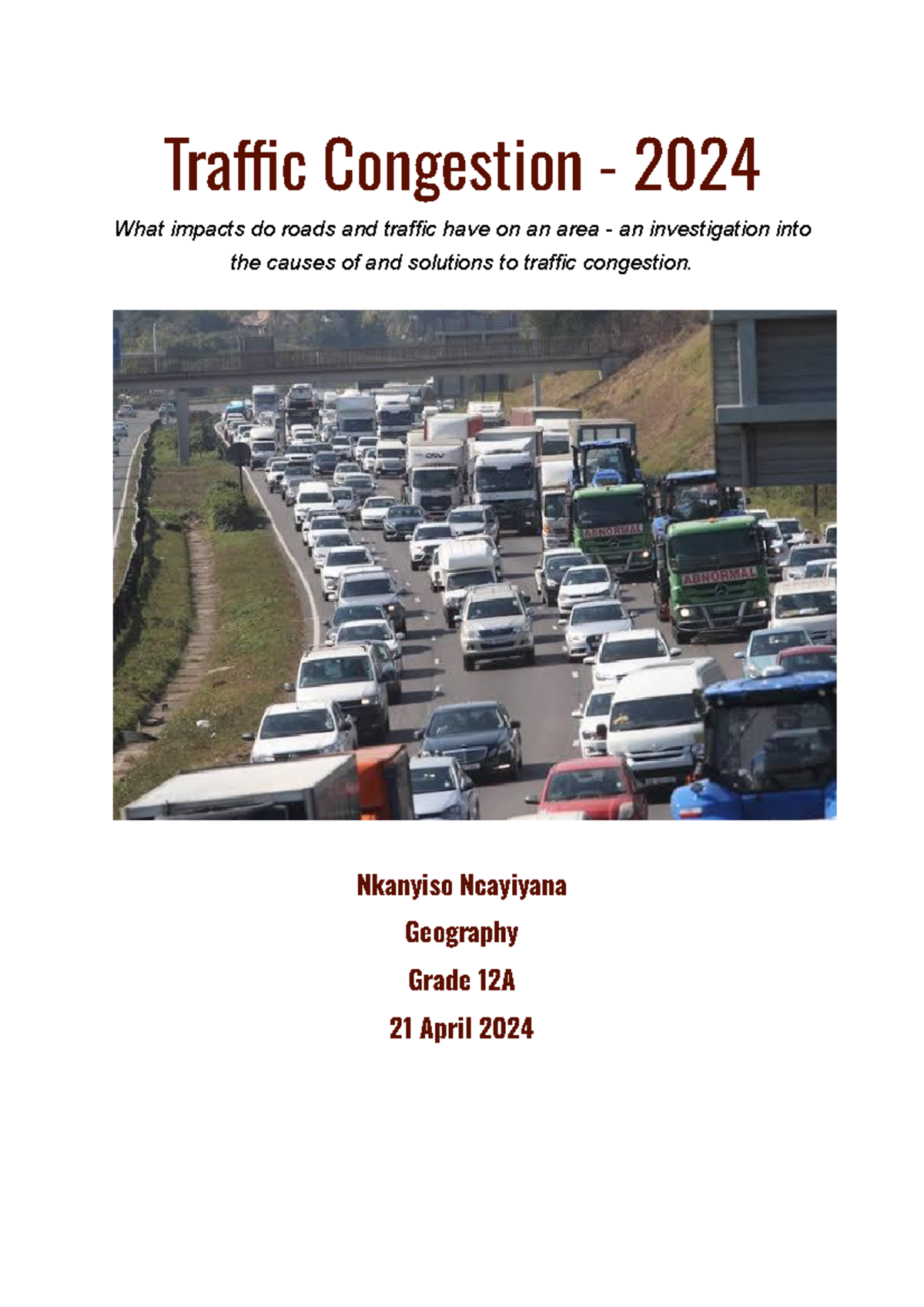 Traffic Congestion Analysis and Solutions for Urban Areas - Studocu