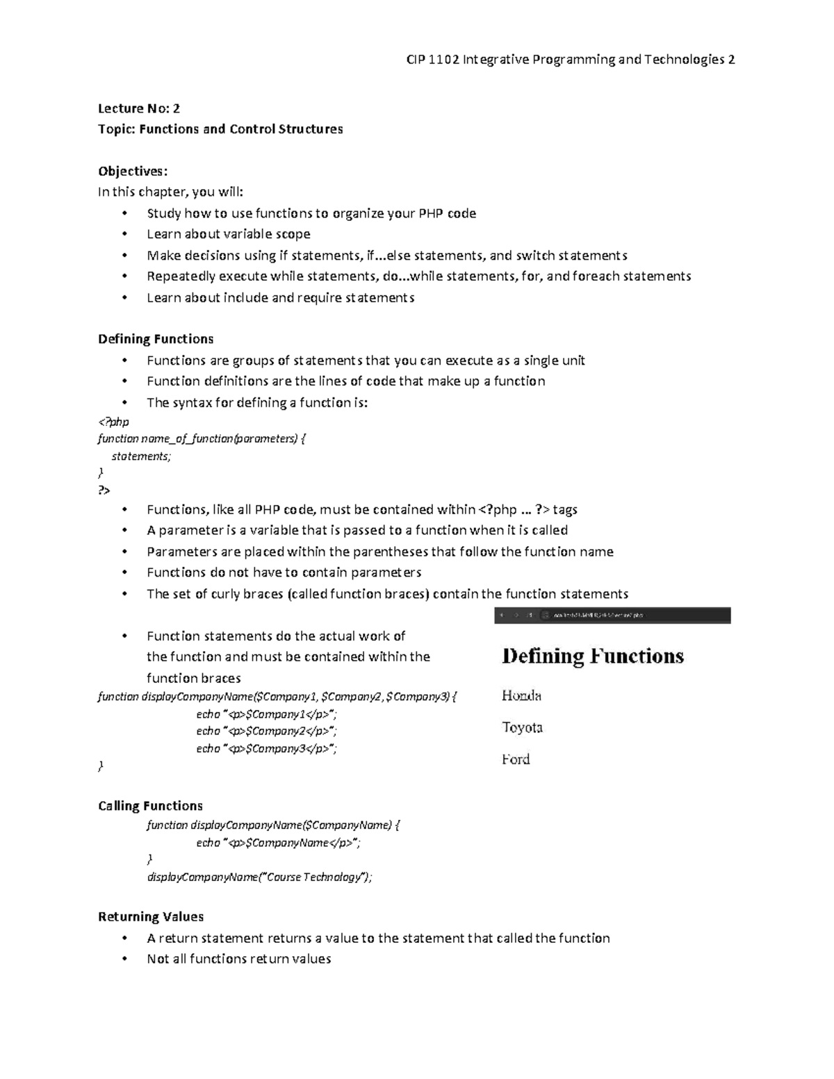 CIP 1102 Integrative Programming and Technologies 2 Lecture 2 ...