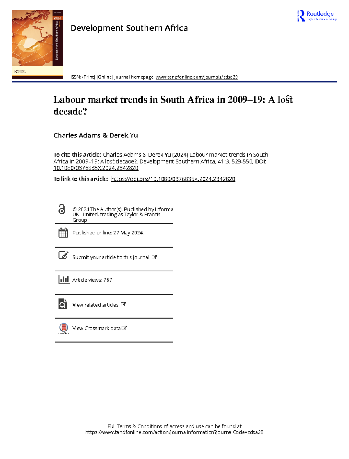 Labour Market Trends in South Africa: A Decadal Analysis (2024) - Studocu