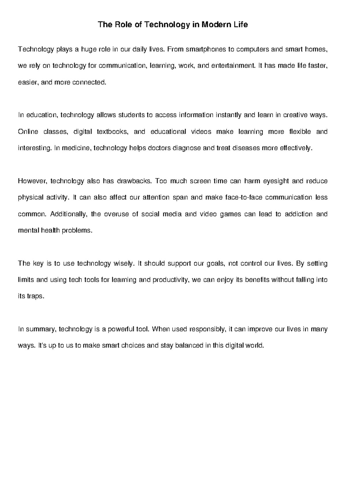 The Role of Technology in Modern Life: Impacts & Challenges - Studocu