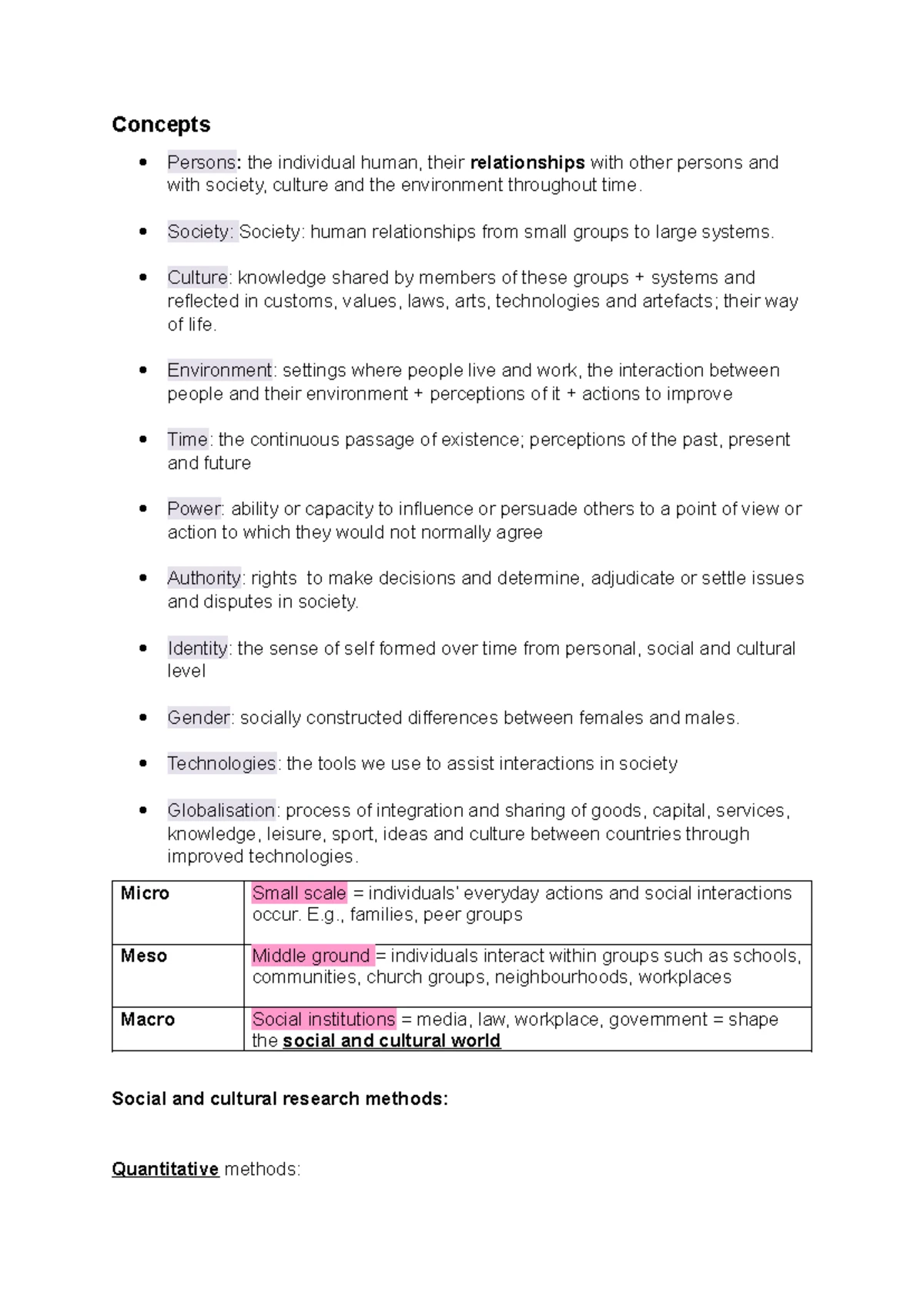 Society and Culture Overview: Key Concepts and Research Methods - Studocu