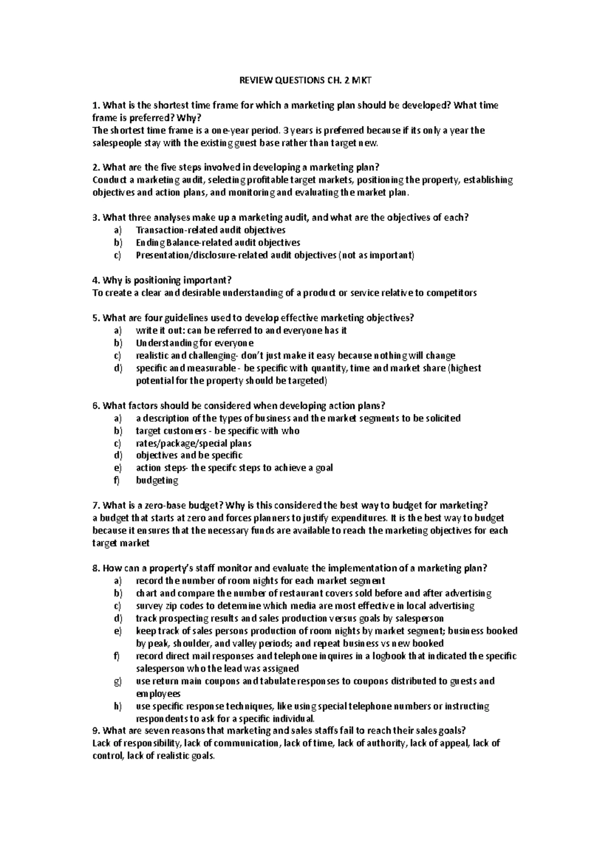 Review Questions for Chapter 4 - MKT - Studocu