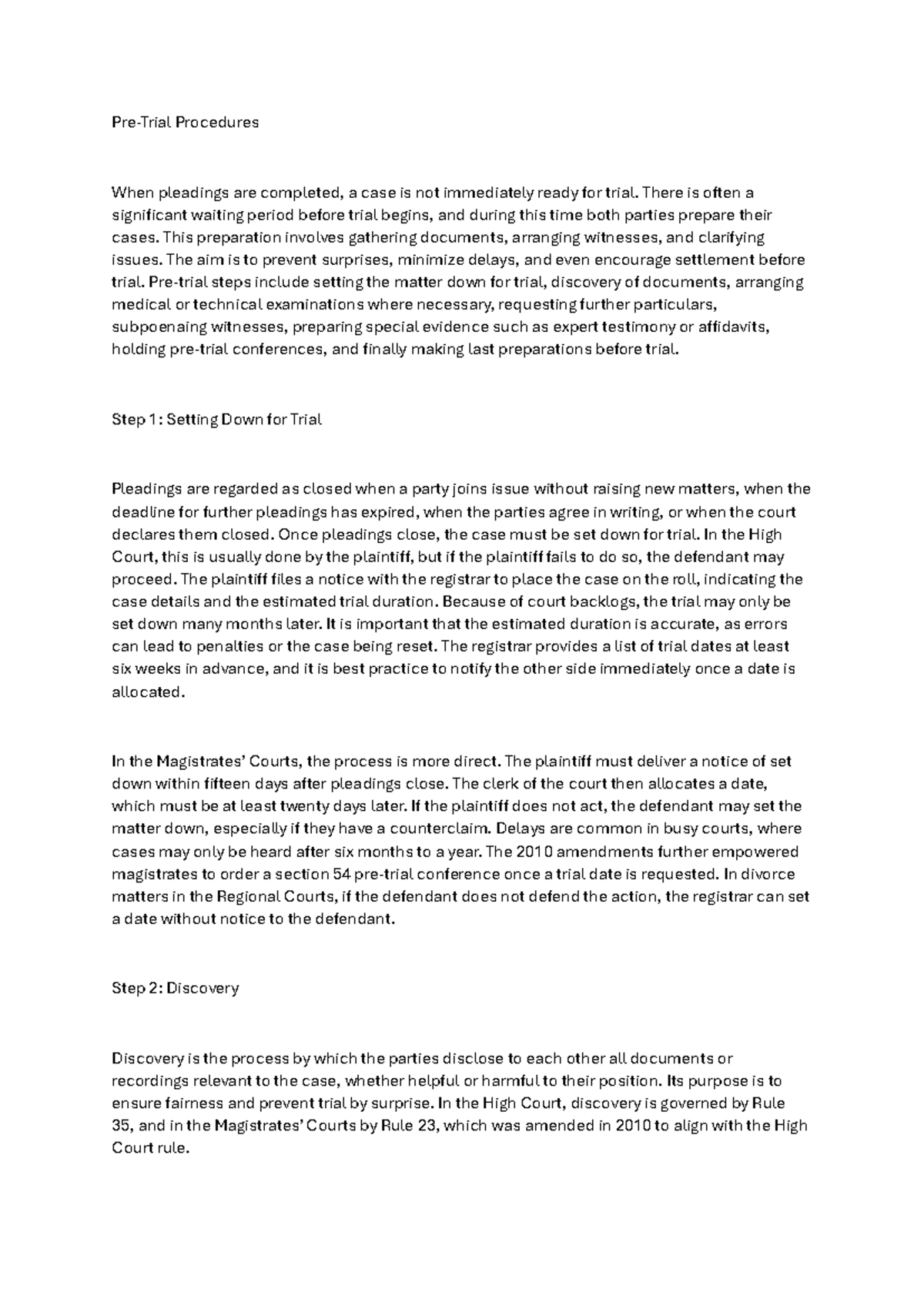 Procedures for Trial Preparation: A Comprehensive Guide (LAW 101) - Studocu