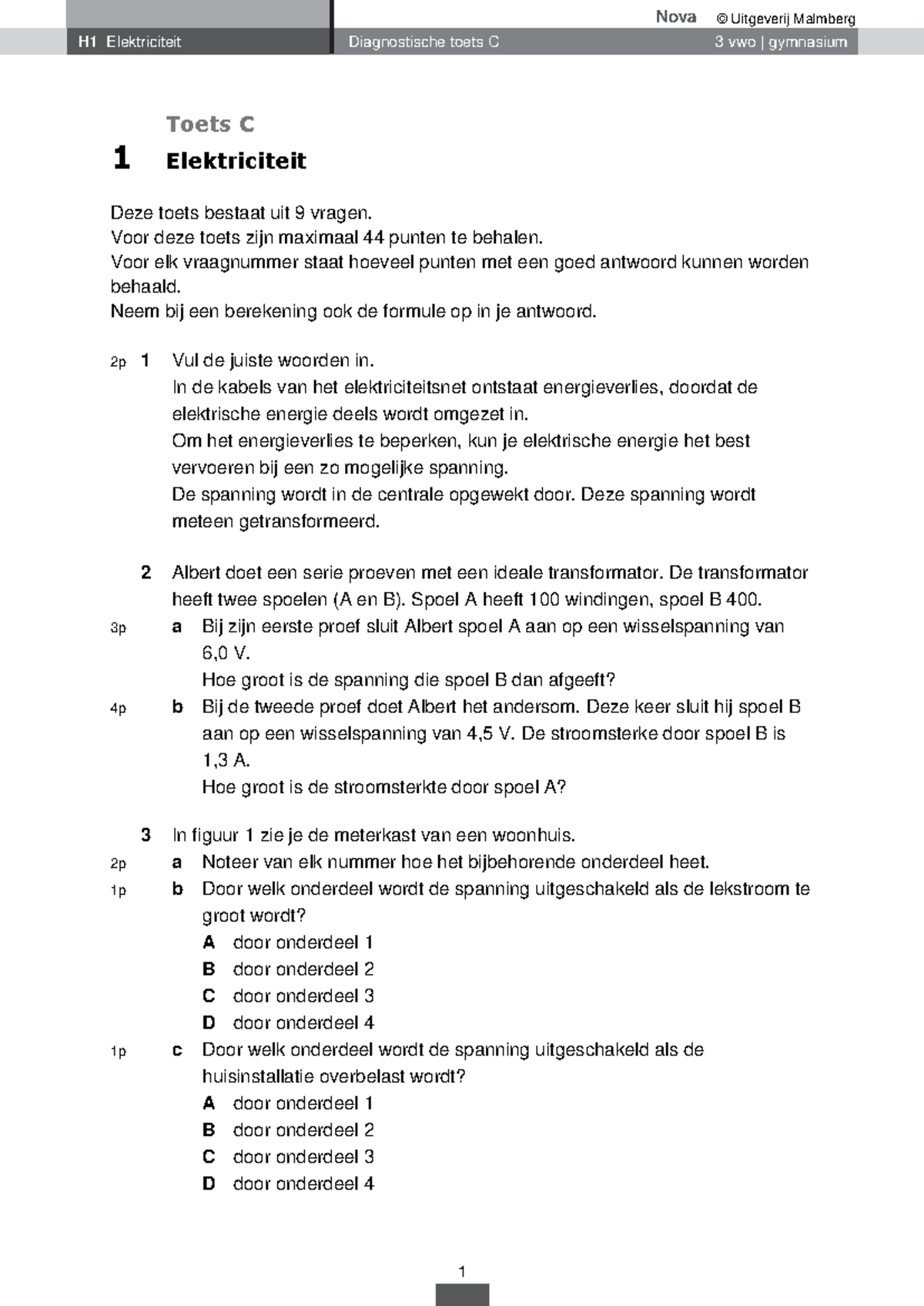 H1 DT-C Elektriciteit Toets C 3 VWO | Gymnasium Overzicht & Opdrachten ...