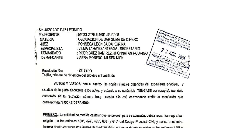 5to JUZGADO PAZ LETRADO: Medida Cautelar de Secuestro Conservativo