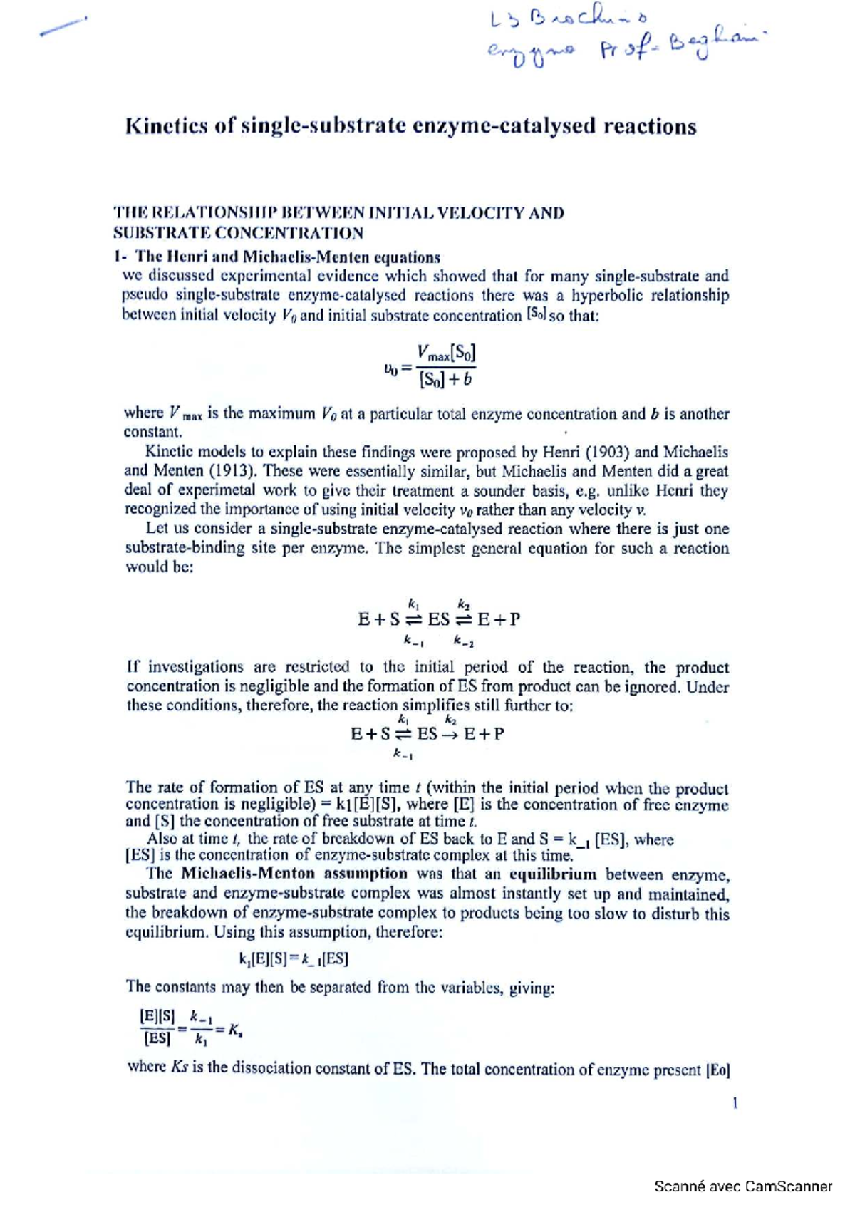 L3 Kinetics of Single-Substrate Enzyme Reactions: V₀ & Substrate ...
