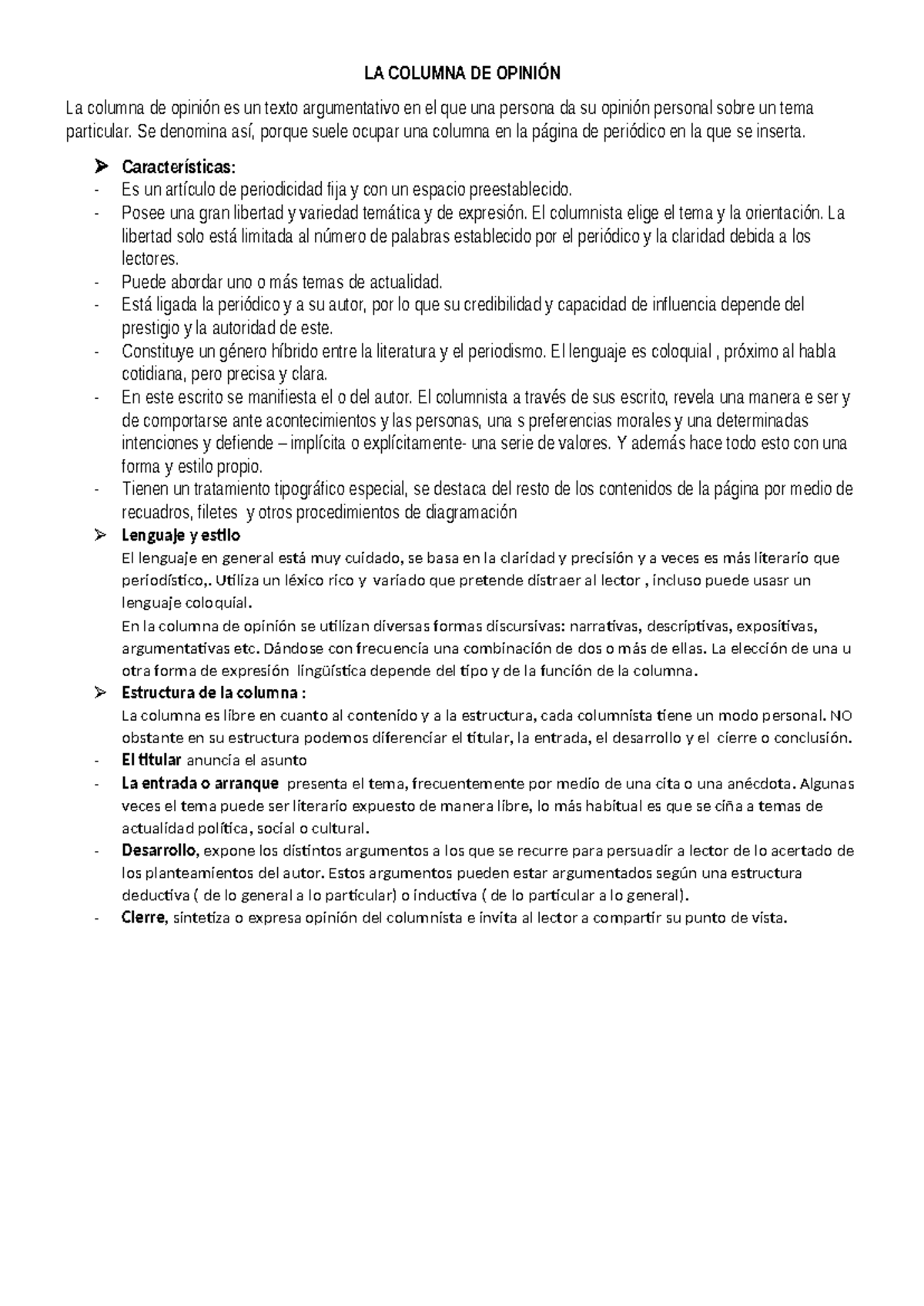 678663503 Estructura y Características de la Columna de Opinión - Studocu
