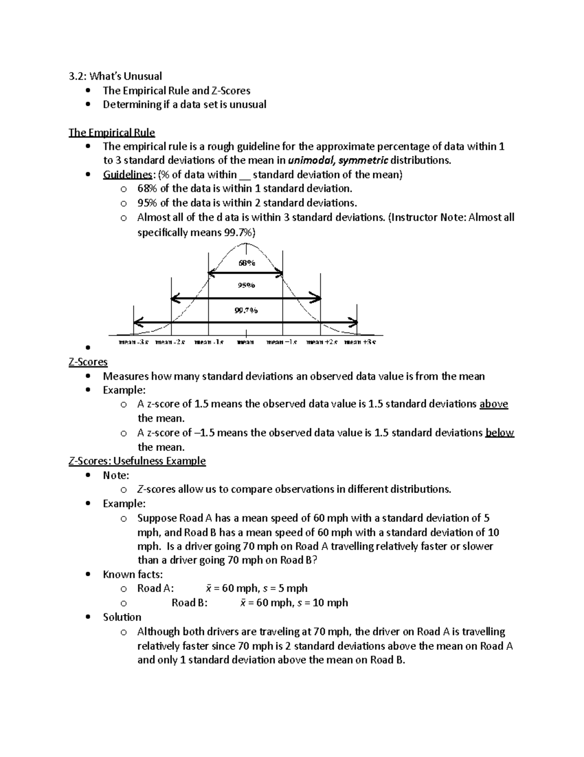 3.2 Lecture Notes on The Empirical Rule and Data Sets Analysis - Studocu